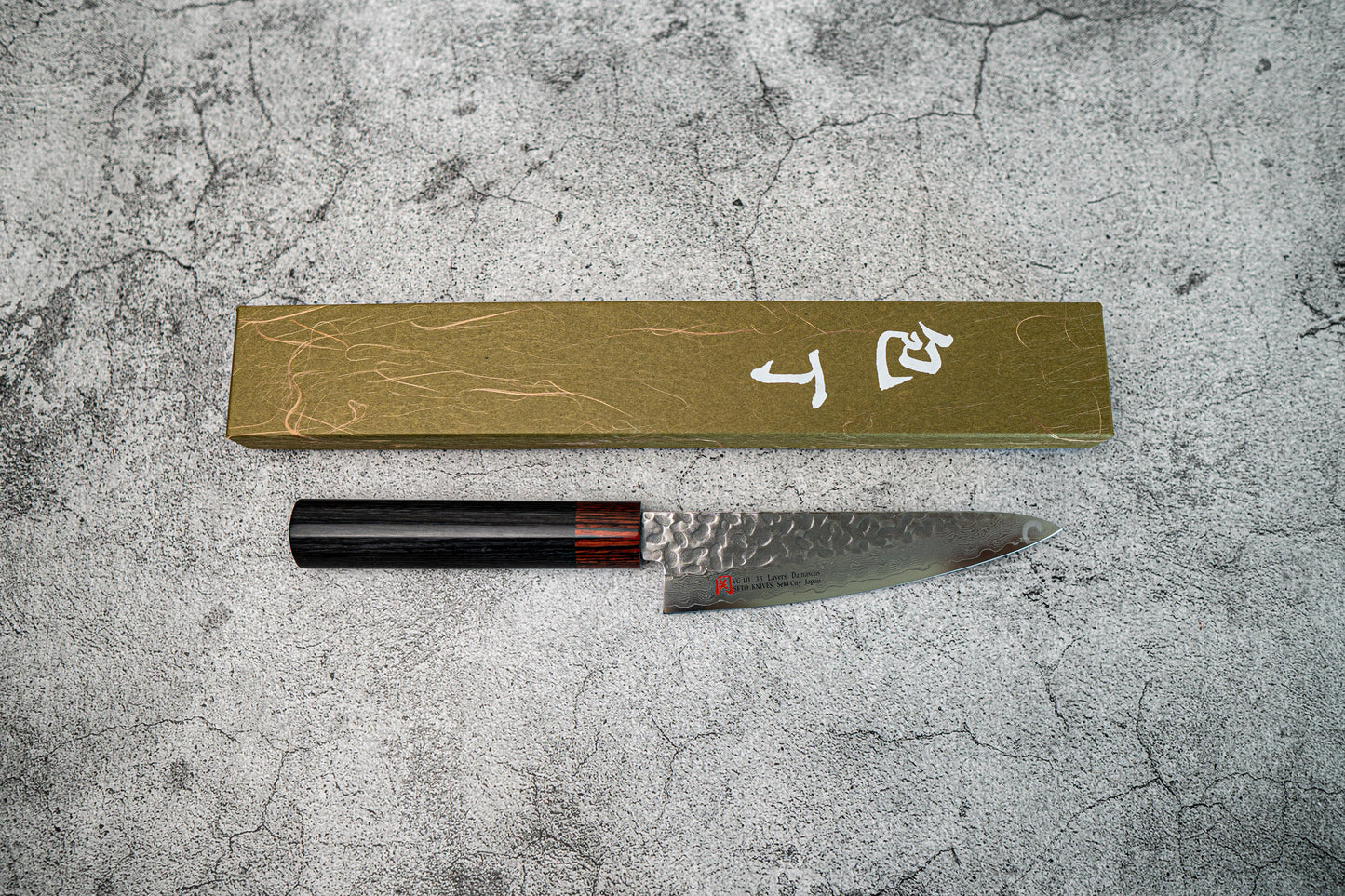 Petit couteau japonais Santoku Iseya VG10 Damas 135 mm