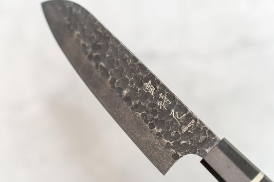 Couteau Santoku Noseto en acier inoxydable à haute teneur en carbone, manche octogonal en ébène, 170 mm