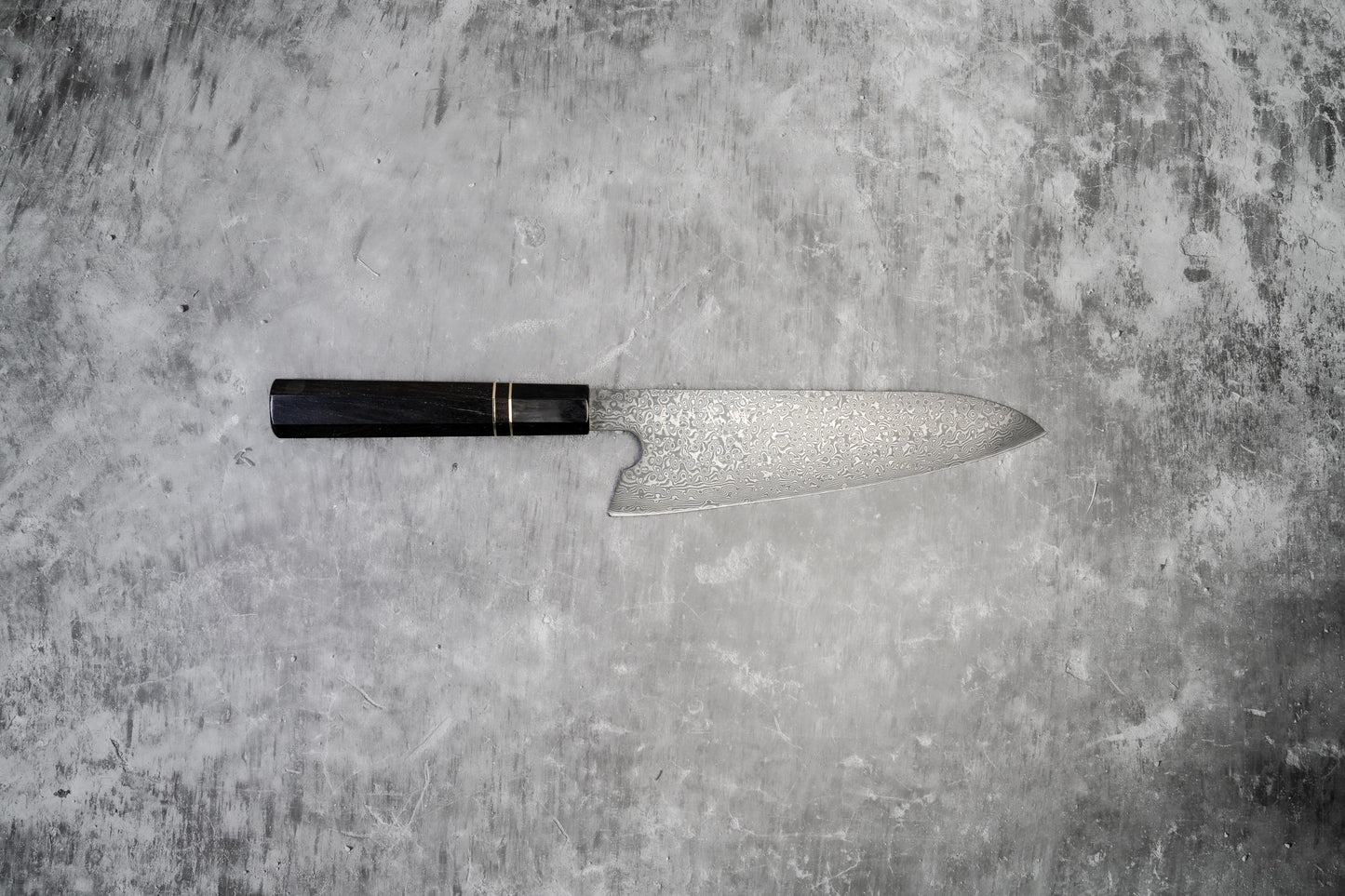 Couteau à lame fixe Noseto 110 couches en acier Damas Super Steel Gyuto, manche octogonal en bois d'ébène et pierre noire