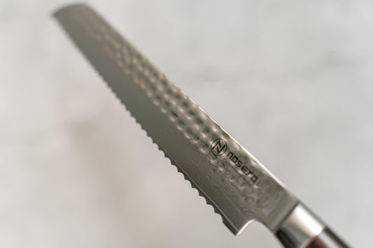 Noseto Yohan Hammered Damascus 210mm Bread Western Handle Rosewood