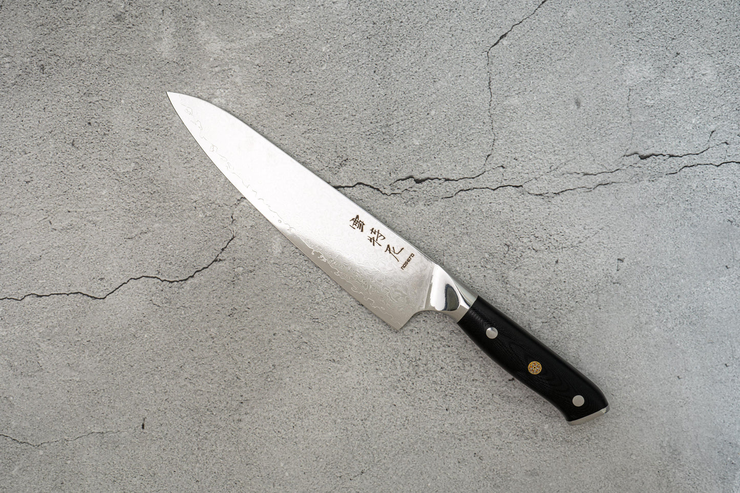 Couteau de chef Damas VG-10 avec noyau en acier 67 couches G10 210 mm, manche Western