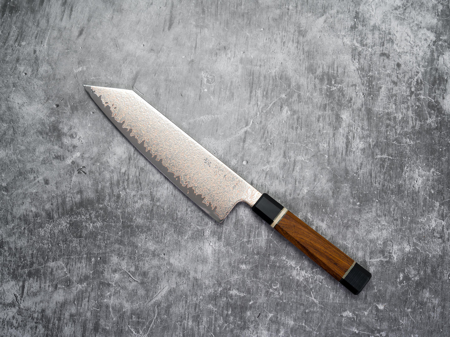 Noseto Kiiro 37 Layer Copper Damascus Steel Kiritsuke Gyuto 210mm with Ironwood Handle