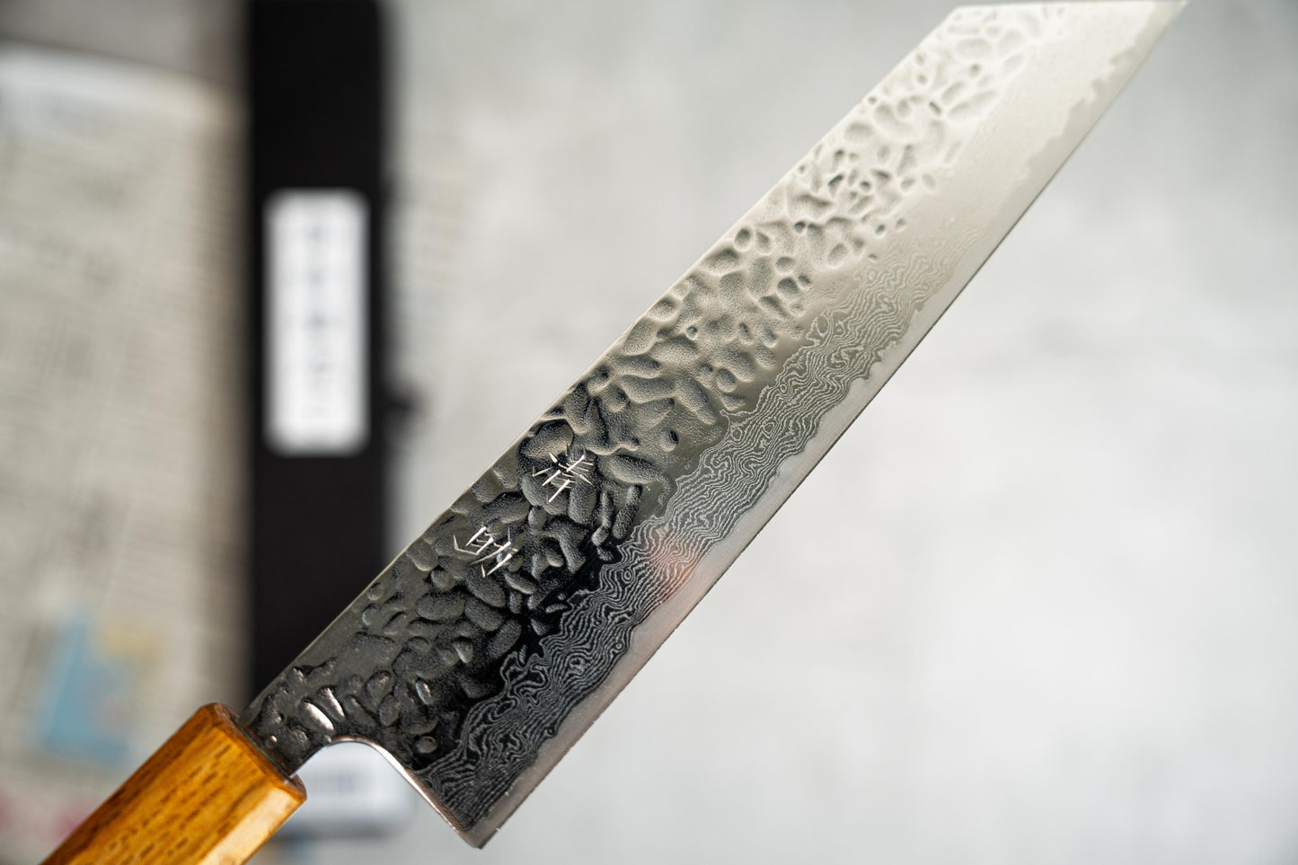 Seisuke Tsukikage AUS10 Migaki Finished Hammered Damascus Gyuto Japanese Knife 210mm Oak Handle