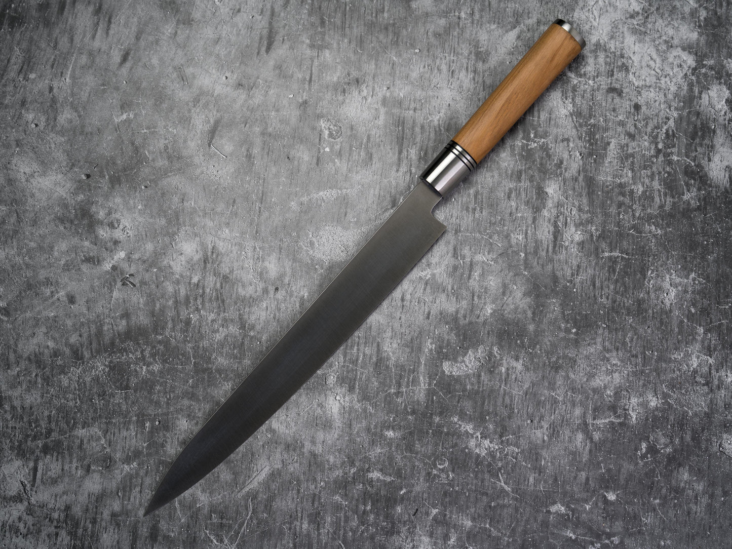 Couteau à sashimi Noseto Yanagiba 270 mm en acier forgé avec bois d'olivier naturel