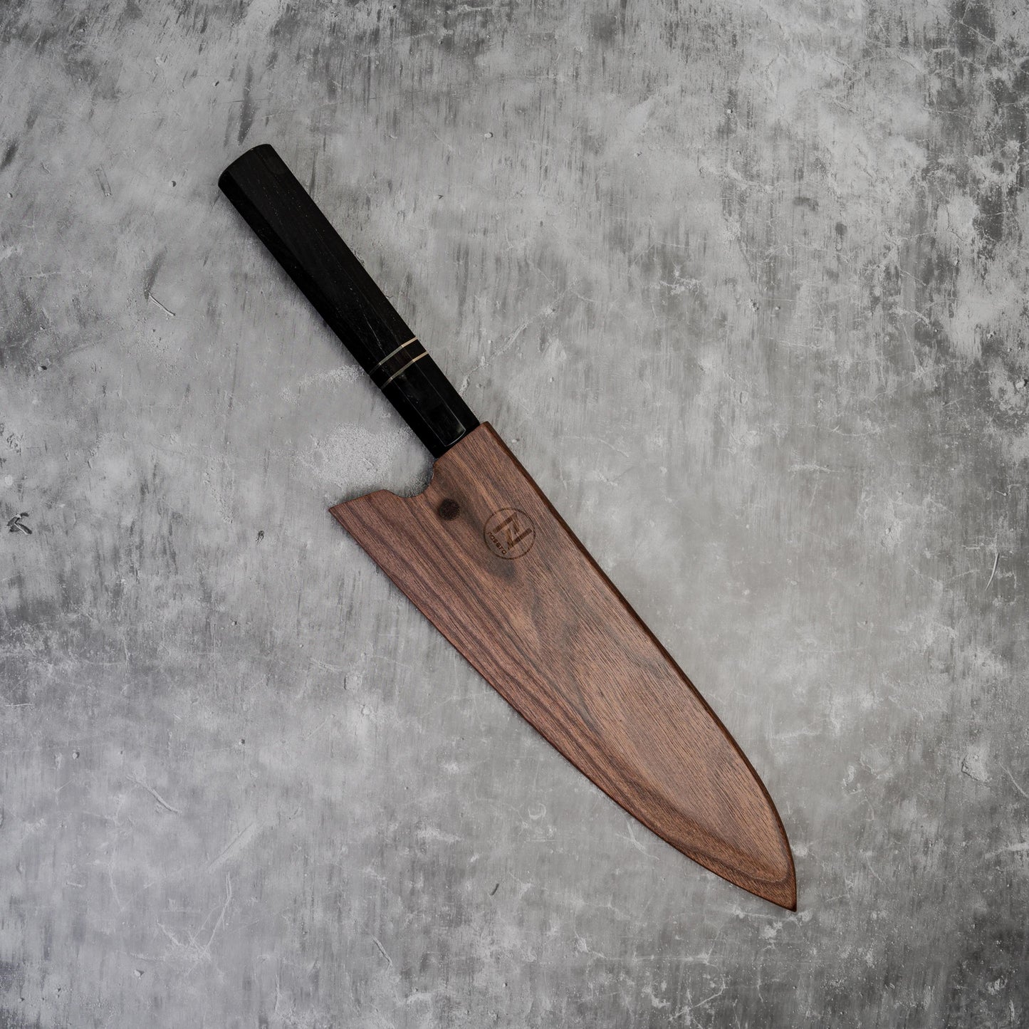 Couteau à lame fixe Noseto 110 couches en acier Damas Super Steel Gyuto, manche octogonal en bois d'ébène et pierre noire