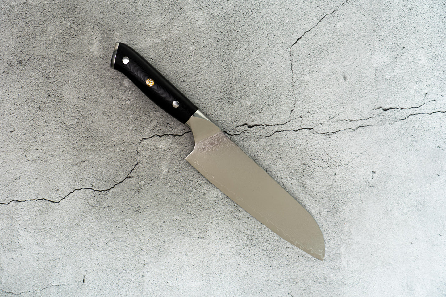 Couteau Santoku G10 180 mm, manche occidental, noyau en acier Damas VG-10, 67 couches