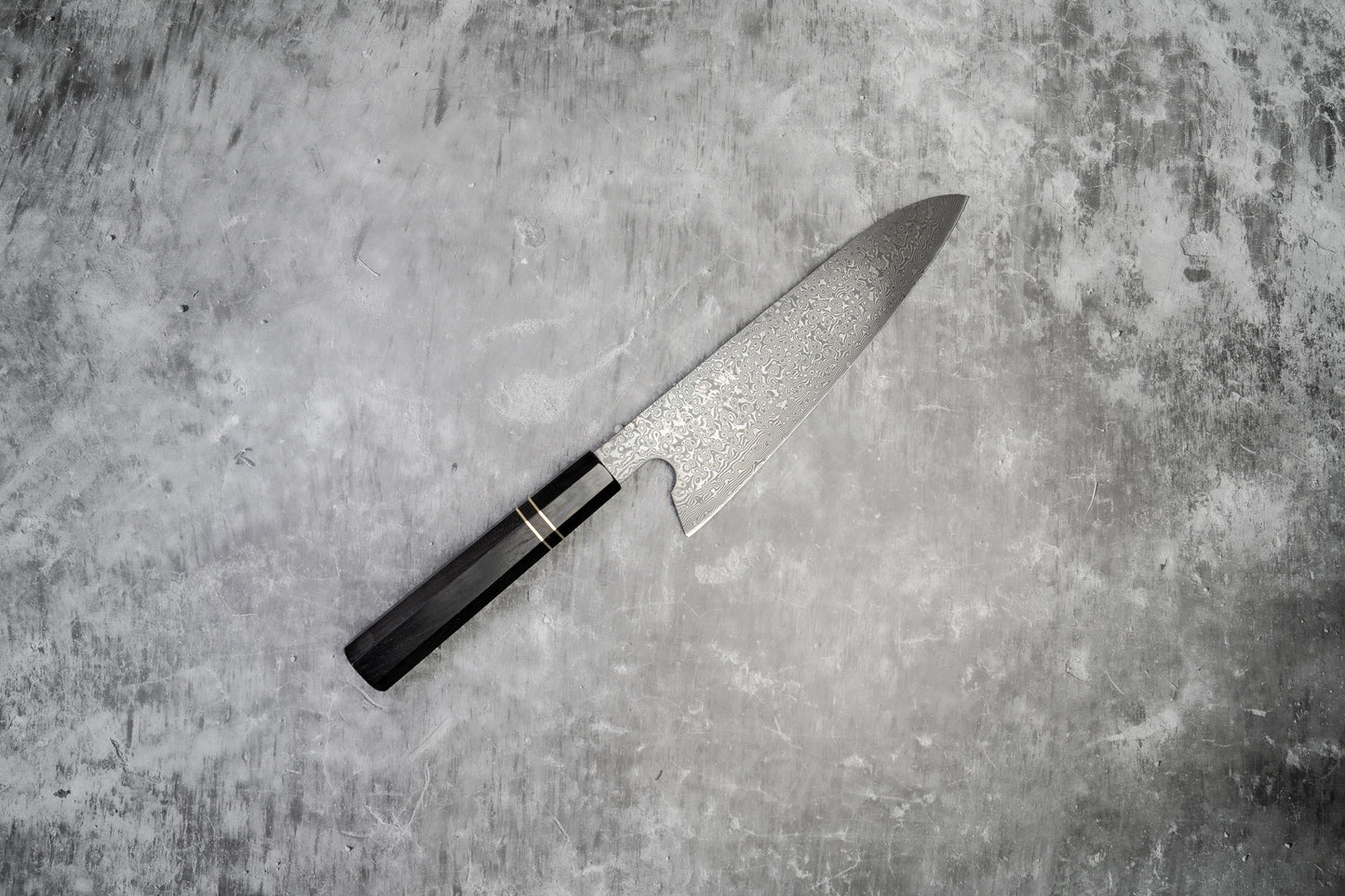 Couteau à lame fixe Noseto 110 couches en acier Damas Super Steel Gyuto, manche octogonal en bois d'ébène et pierre noire