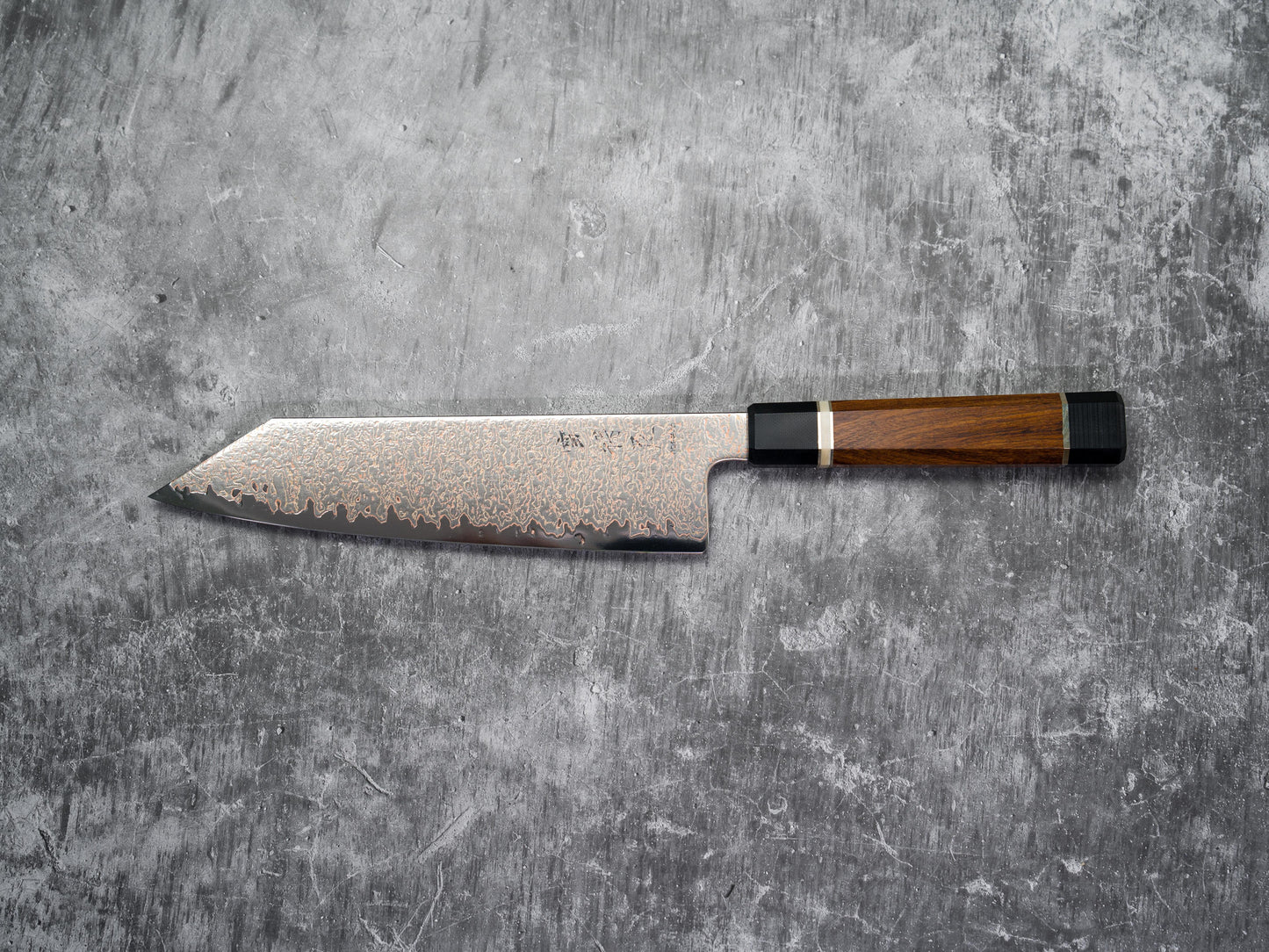 Noseto Kiiro 37 Layer Copper Damascus Steel Kiritsuke Gyuto 210mm with Ironwood Handle