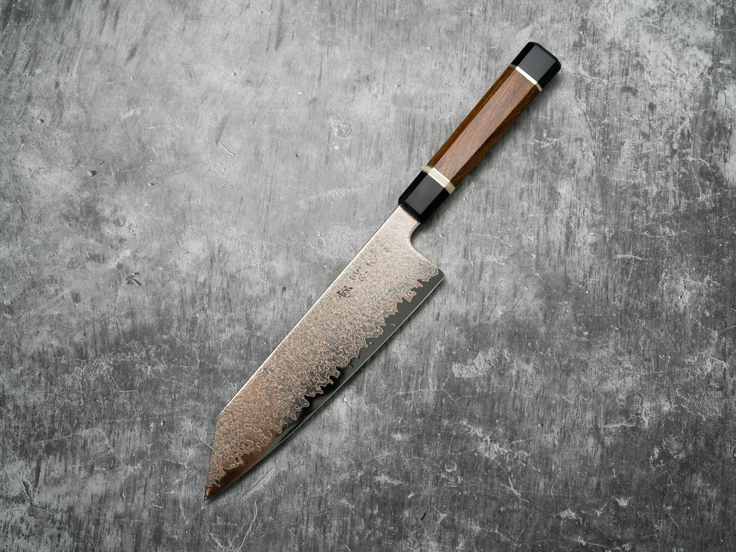 Noseto Kiiro 37 Layer Copper Damascus Steel Kiritsuke Gyuto 210mm with Ironwood Handle