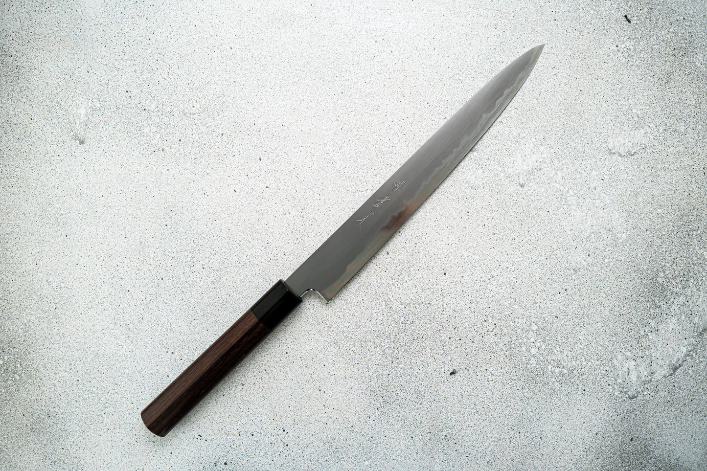 Couteau japonais Jikko White Steel n° 2 Sujihiki, manche Shitan, 240 mm