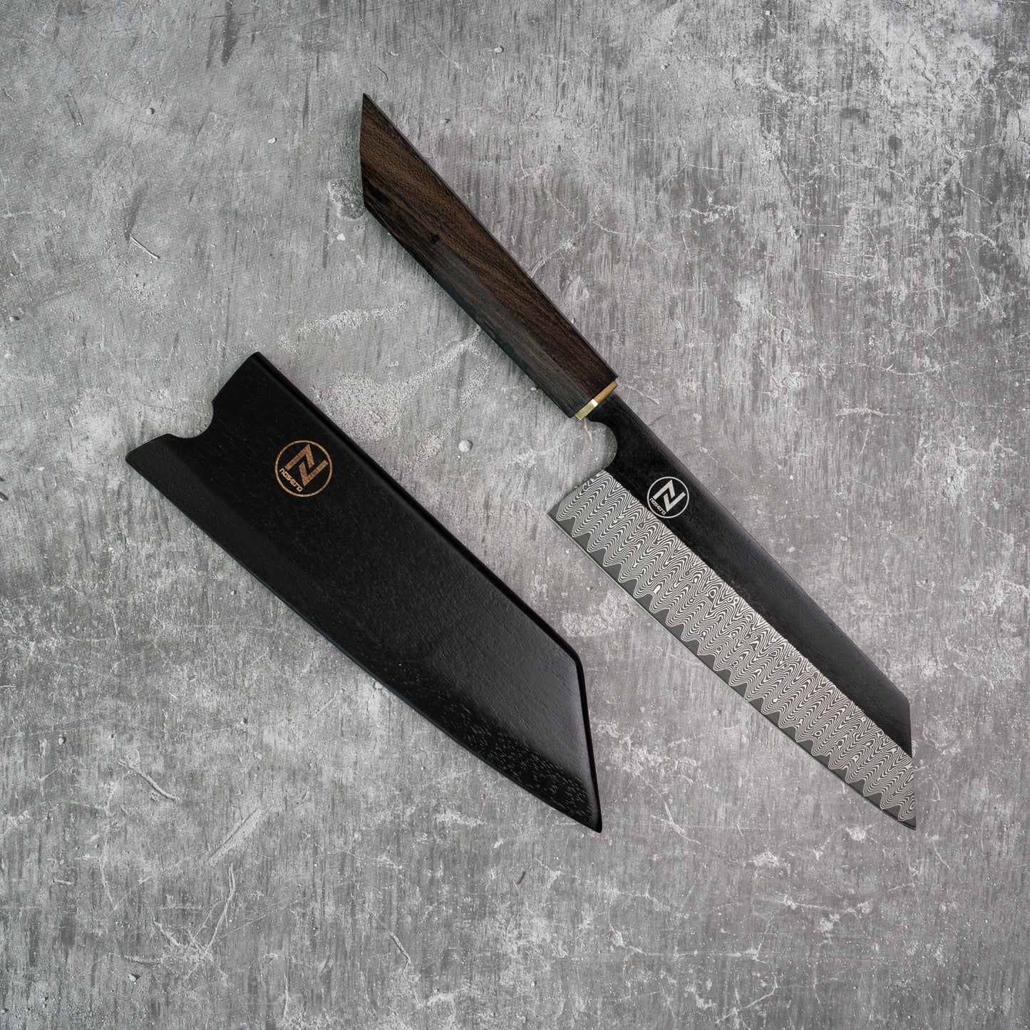 Couteau à lame fixe Noseto Bunka 180 mm 67 couches Damas VG10 avec manche en bois de ciricote