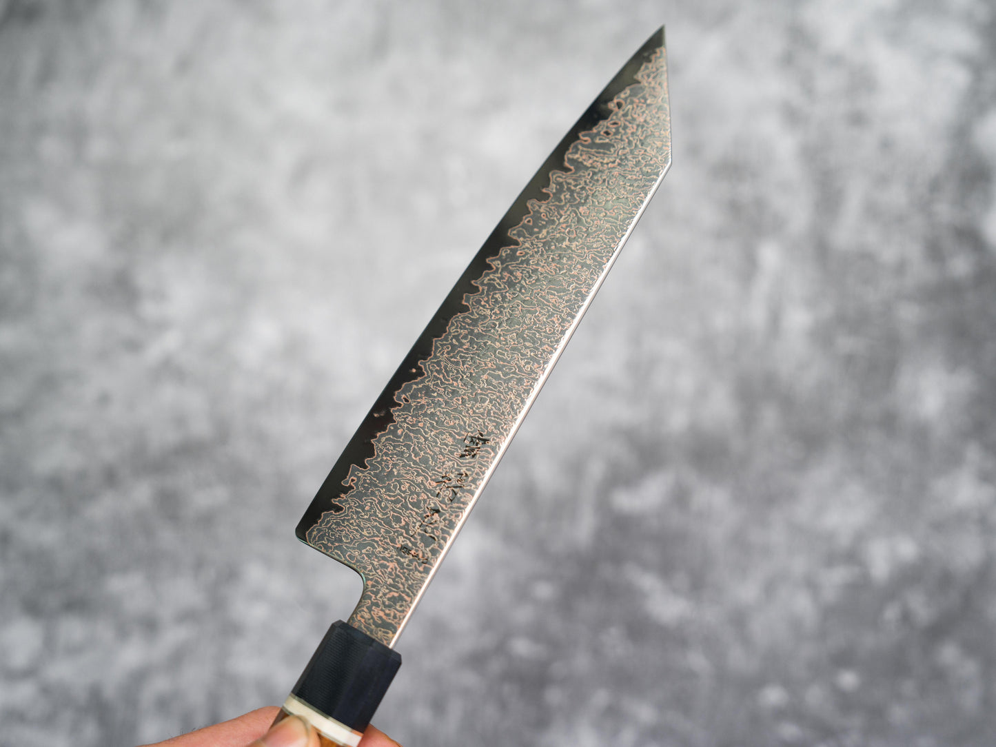 Noseto Kiiro 37 Layer Copper Damascus Steel Kiritsuke Gyuto 210mm with Ironwood Handle