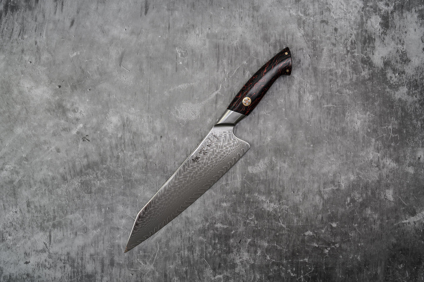 Noseto Roku Chef Gyuto Knife 73-Layer Powder Steel Core with Black and Red G10 Handle