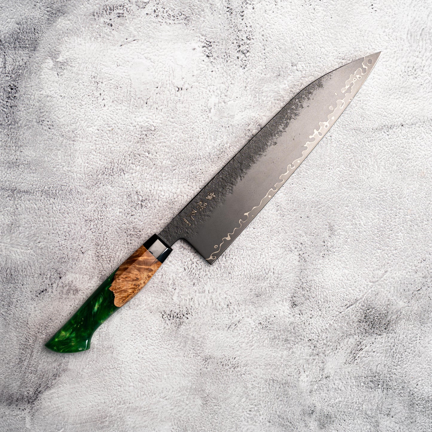 Noseto Arai Gyuto 240mm 3 Layers Black Dyeing MD606 Powder Steel Core with Resin and Stabilization Wood