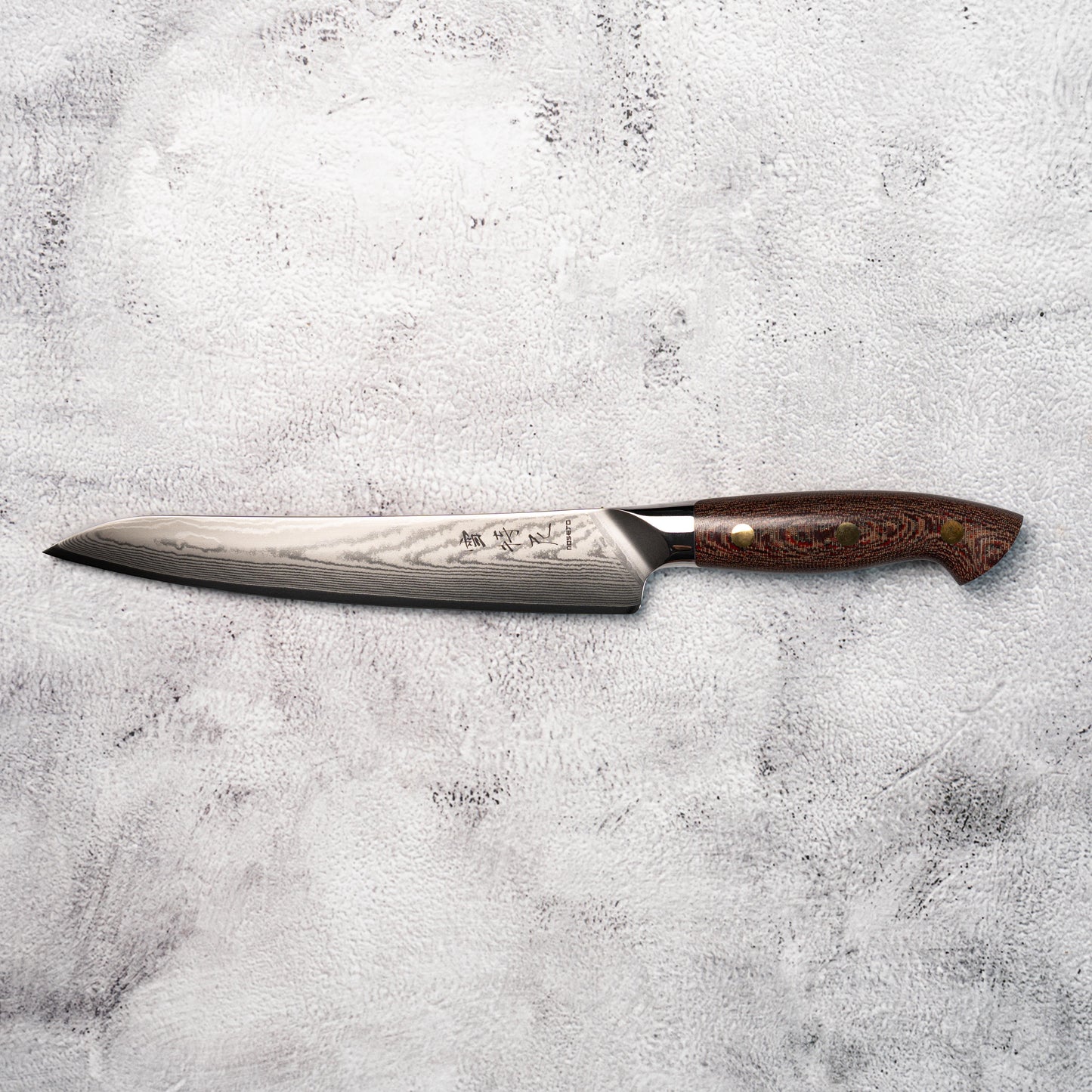 Noseto Toka Slicing 210mm 67 layers VG-10 Damascus Steel with Micarta + Copper Rivets Handle