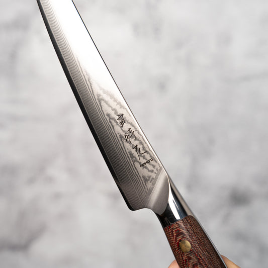 Noseto Toka Slicing 210mm 67 layers VG-10 Damascus Steel with Micarta + Copper Rivets Handle