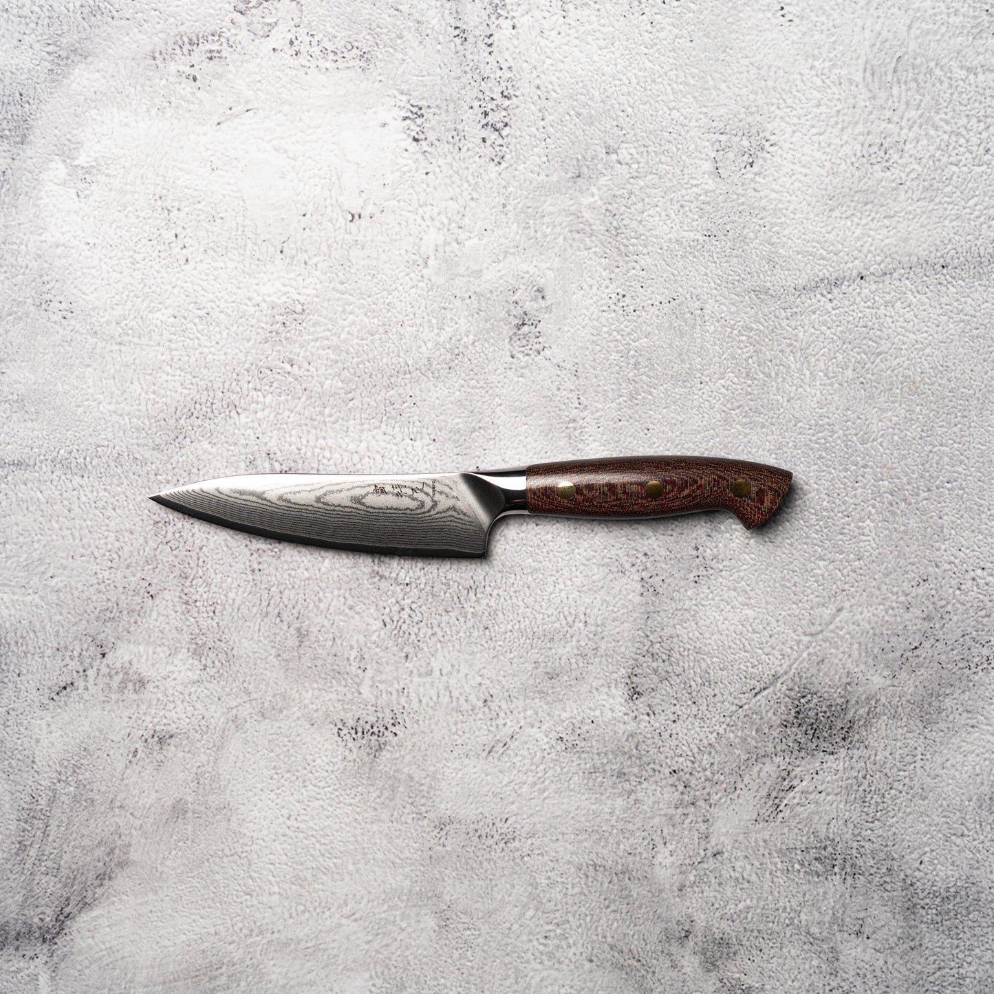 Noseto Toka Petty 135mm 67 layers VG-10 Damascus Steel with Micarta + Copper Rivets Handle