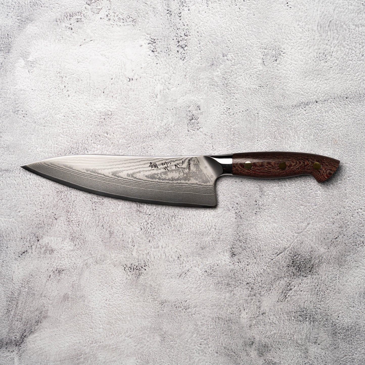 Noseto Toka 210mm Gyuto 67 layers VG-10 Damascus Steel with Micarta + Copper Rivets Handle