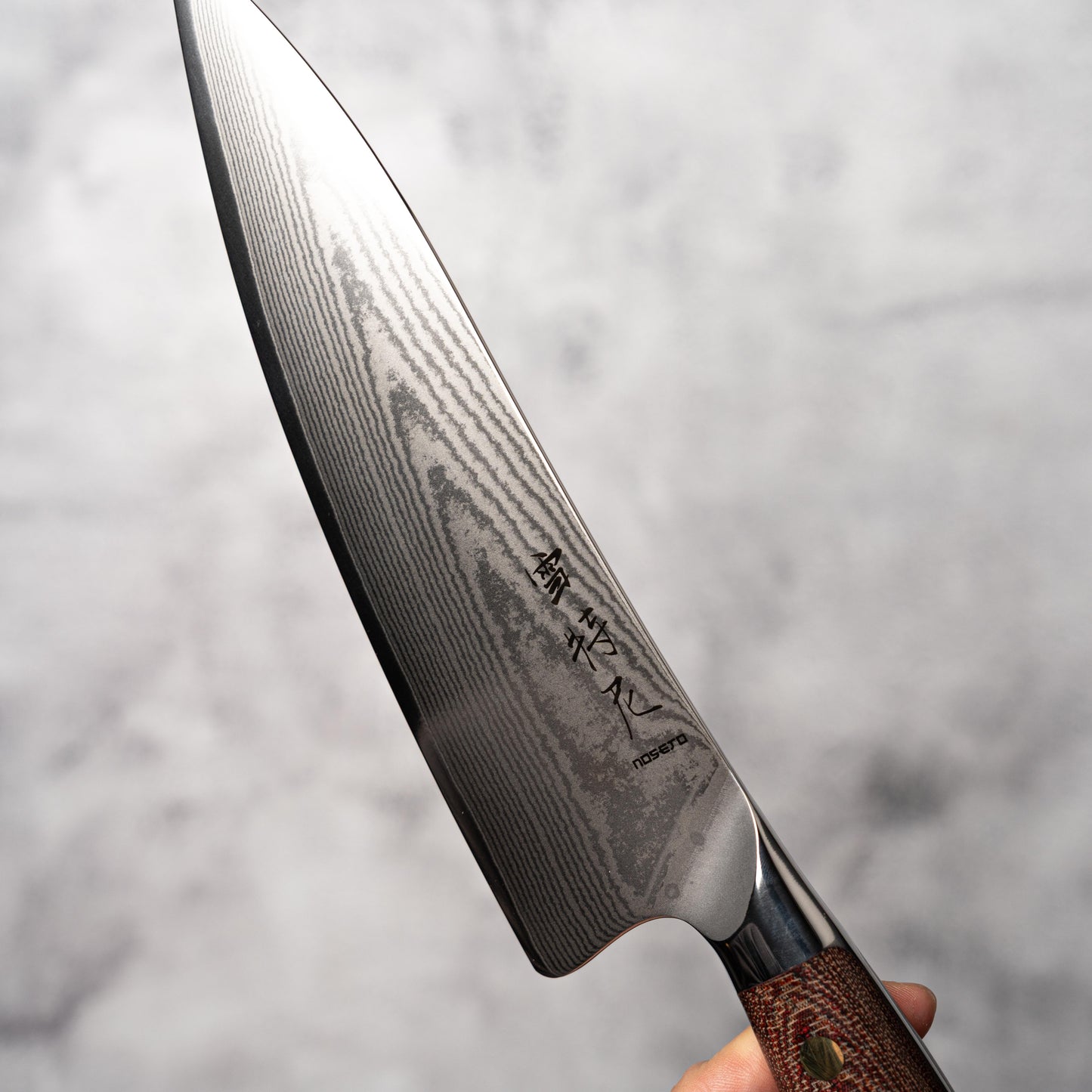 Noseto Toka 210mm Gyuto 67 layers VG-10 Damascus Steel with Micarta + Copper Rivets Handle