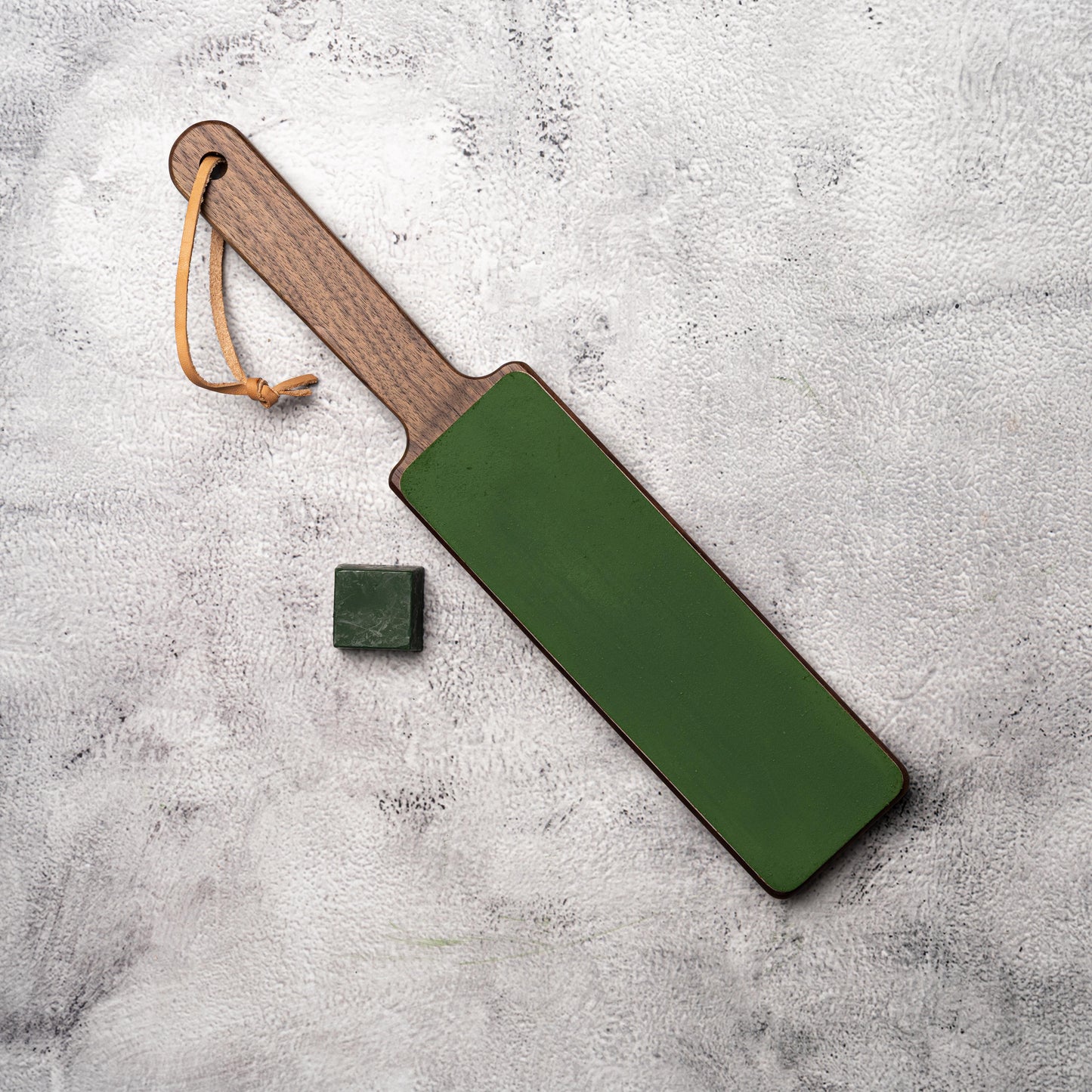 Dual Sided Knife Leather Strop + Compound North American Walnut Wood