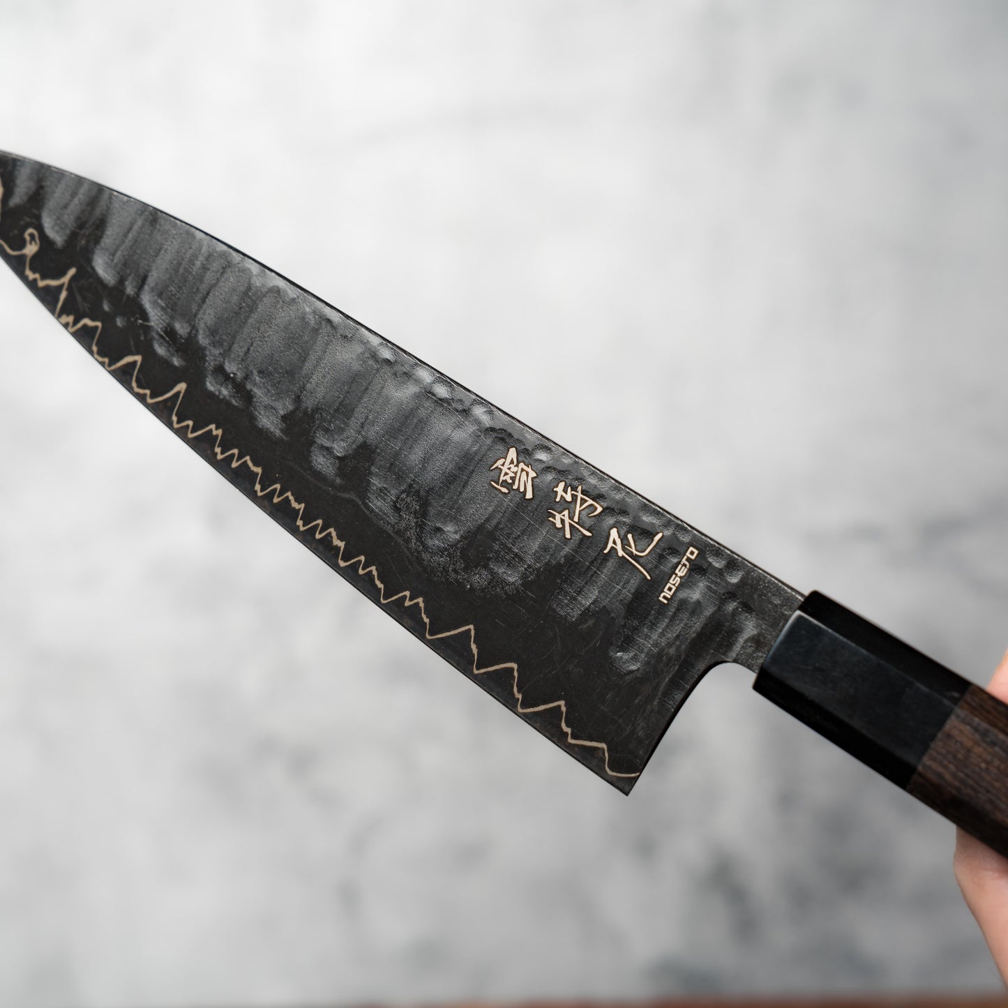 Noseto GAIJIN 210mm Gyuto Sanmai VG-10 with Ebony and Buffalo Hone Handle