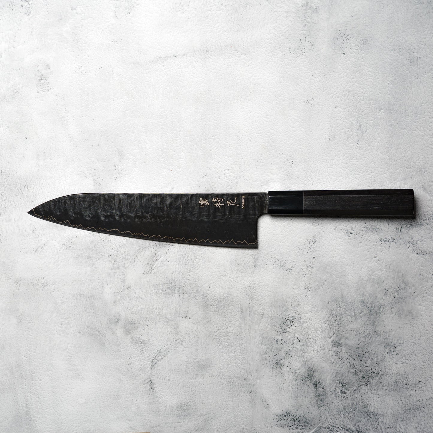 Noseto GAIJIN 240mm Gyuto Sanmai VG-10 with Distal Taper, Ebony & Buffalo Horn Handle
