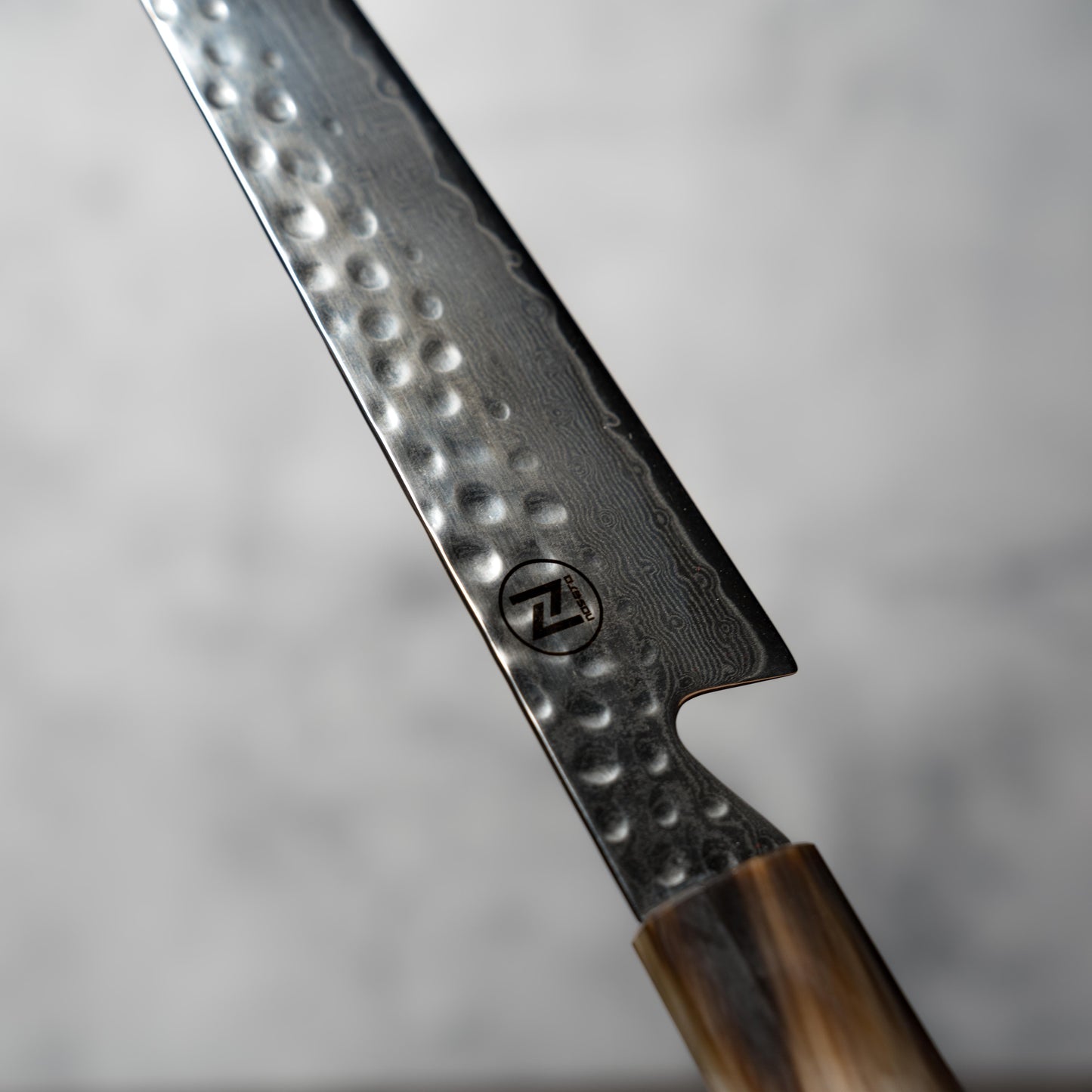"PRE-ORDER" Noseto Tana 270mm Sakimaru VG-10 Damascus Slicing Knife with Stabilized Burl & White Buffalo Horn