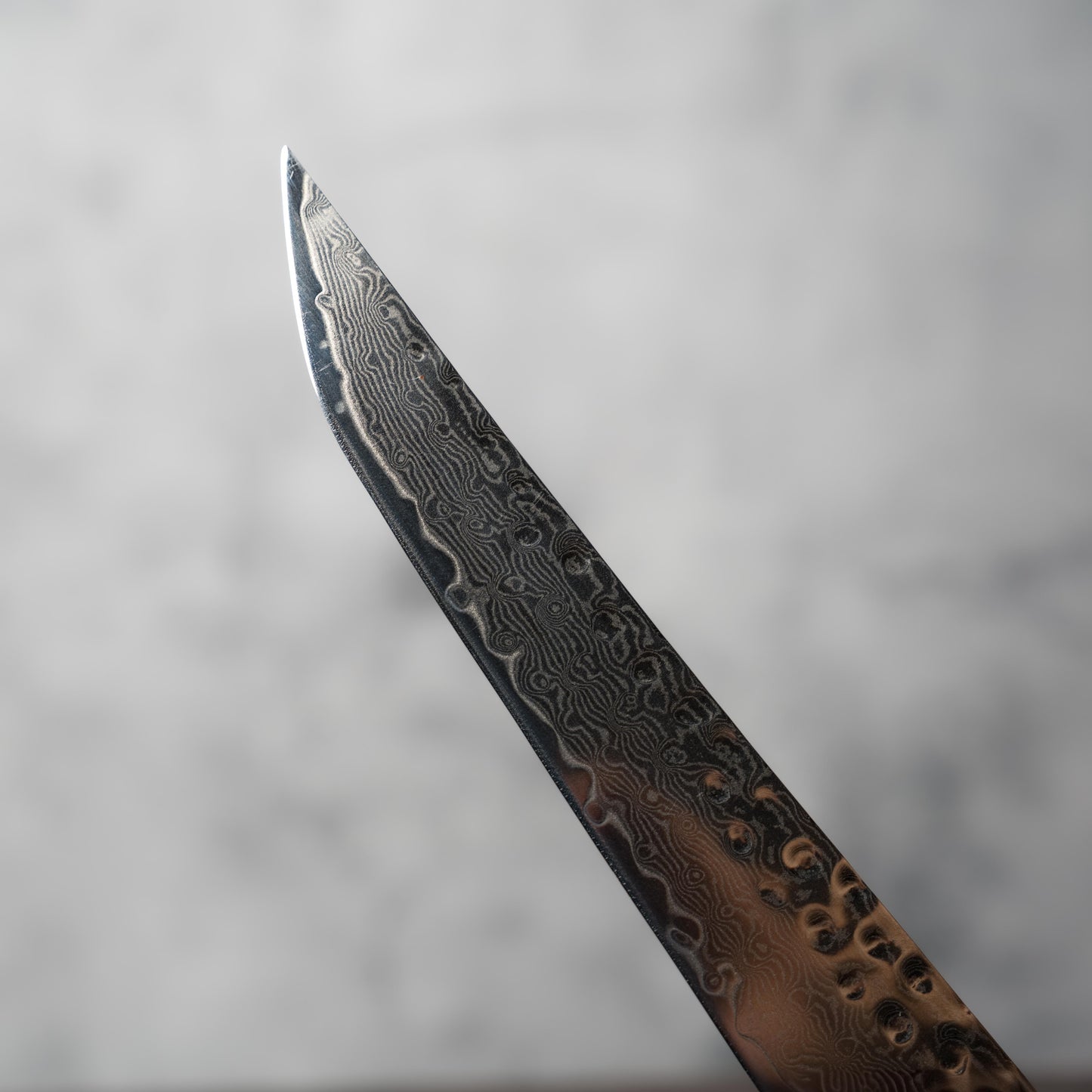 "PRE-ORDER" Noseto Tana 270mm Sakimaru VG-10 Damascus Slicing Knife with Stabilized Burl & White Buffalo Horn