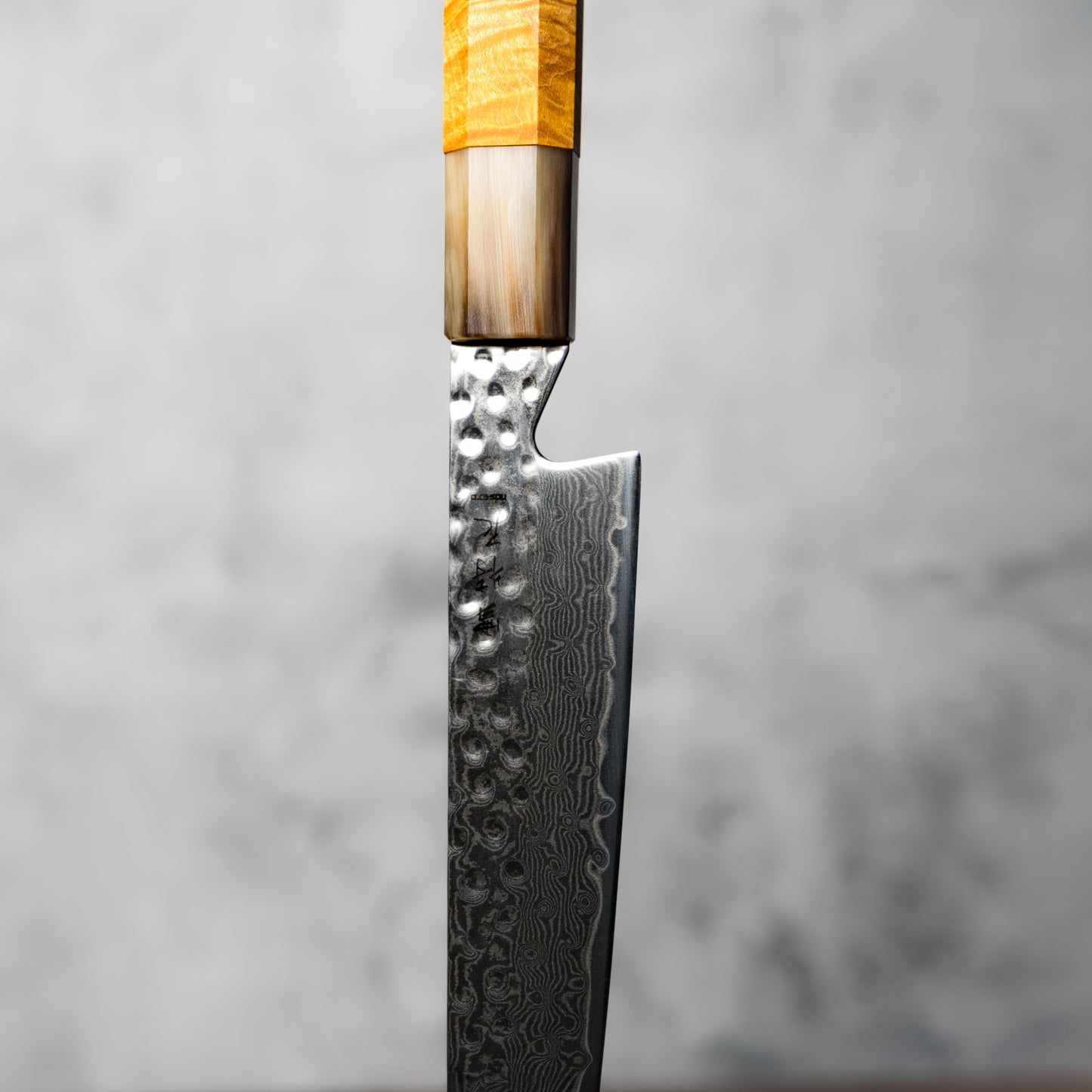 "PRE-ORDER" Noseto Tana 270mm Sakimaru VG-10 Damascus Slicing Knife with Stabilized Burl & White Buffalo Horn