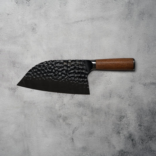 Kazan Serbian Chef Knife 175mm 3-Layer Carbon Stee Rosewood Handle