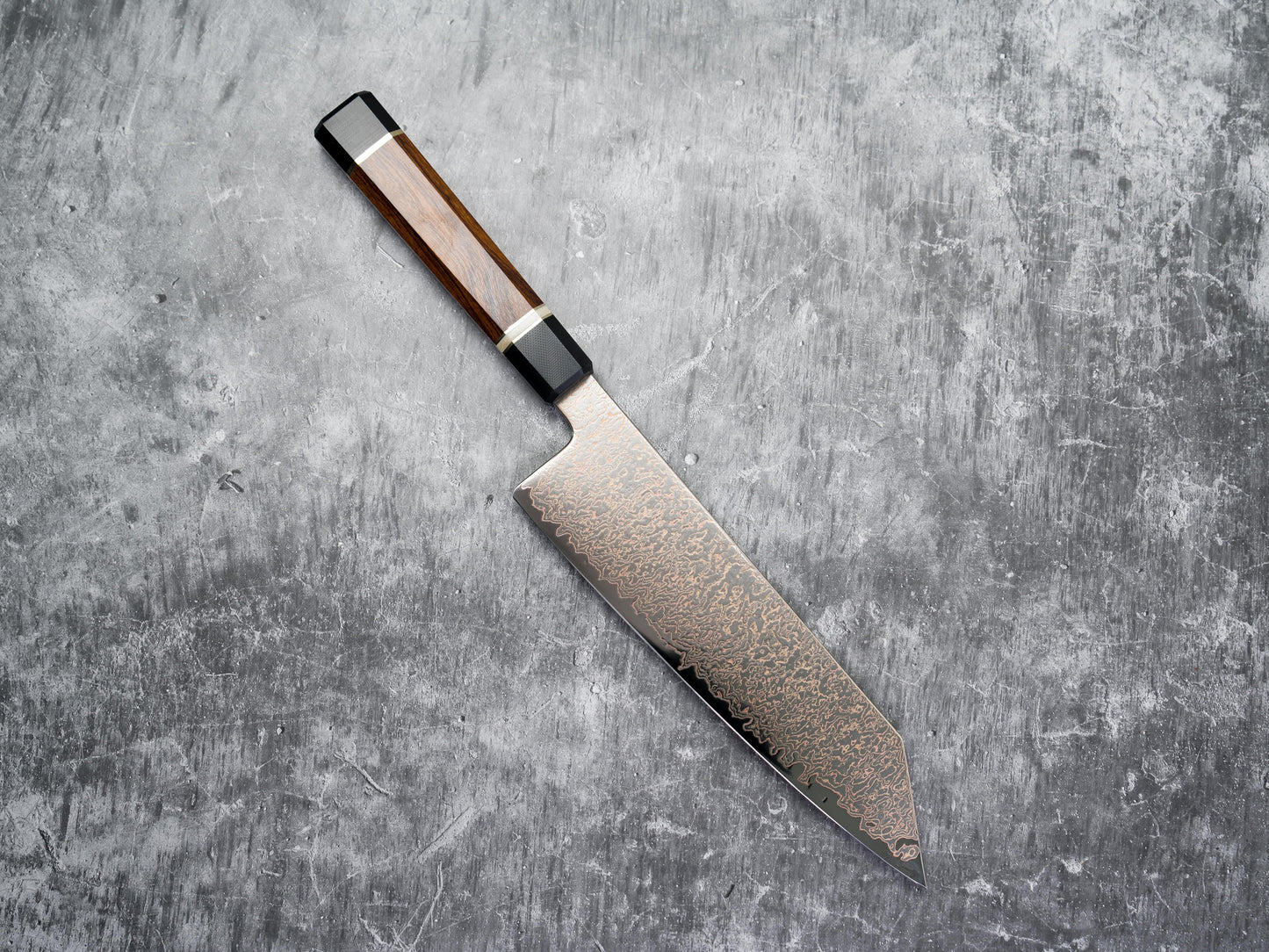 Noseto Kiiro 37 Layer Copper Damascus Steel Kiritsuke Gyuto 210mm with Ironwood Handle