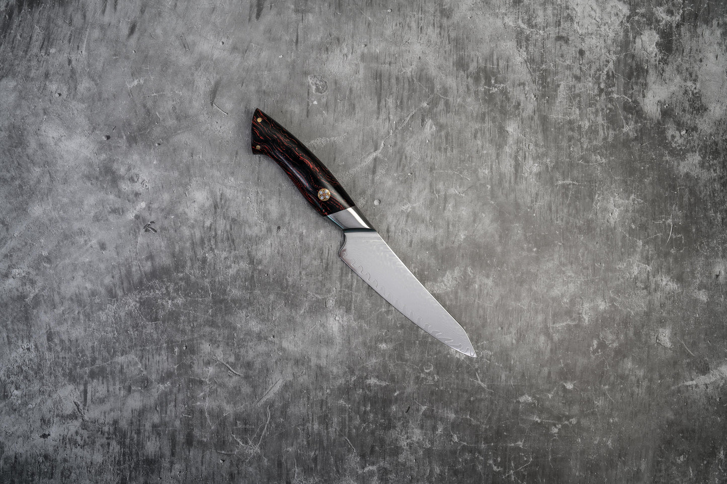 Noseto Roku Petty 135mm Knife 73-Layer Powder Steel Core with Black and Red G10 Handle