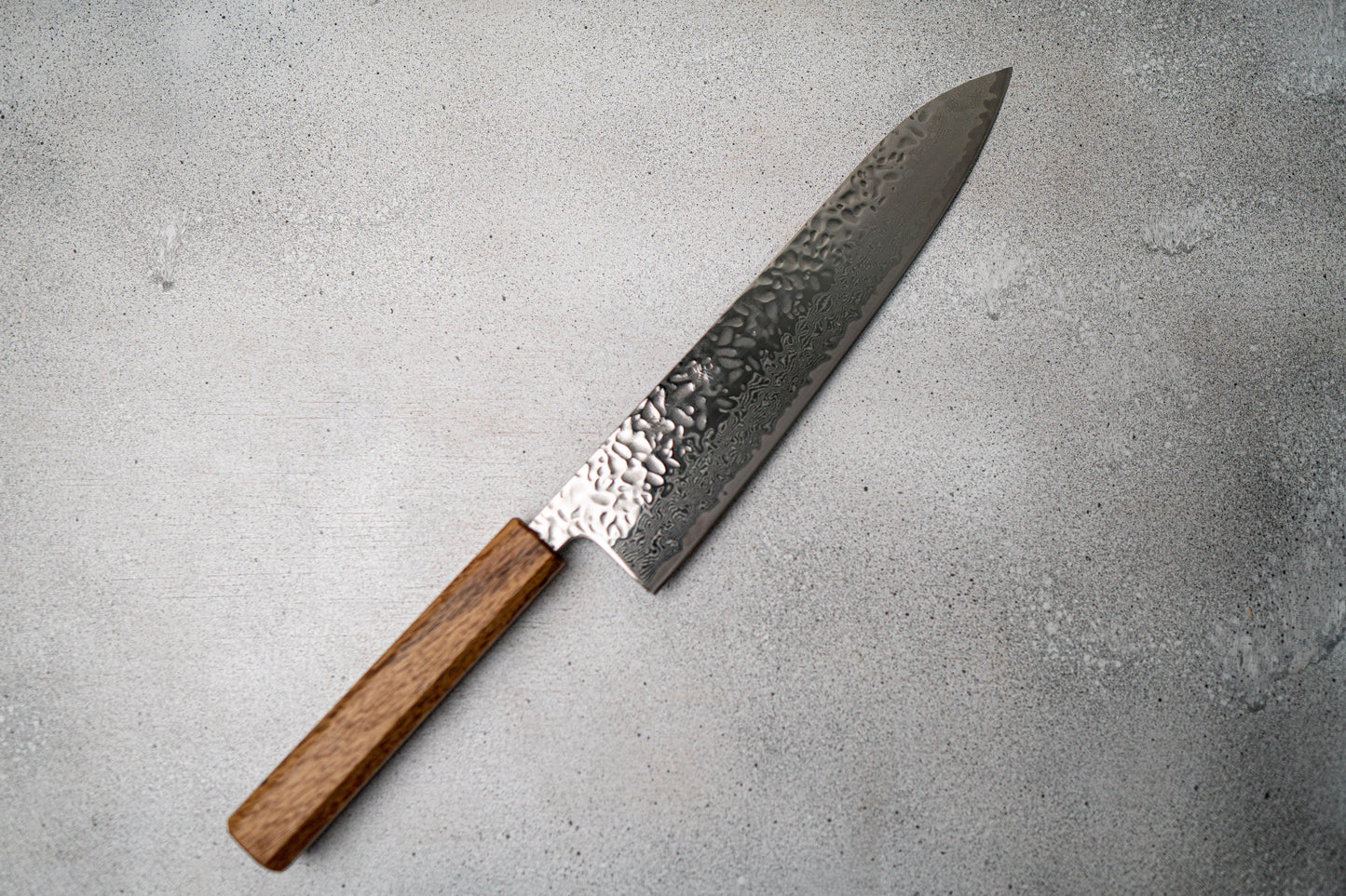 Seisuke Tsukikage AUS10 Migaki Finished Hammered Damascus Gyuto Japanese Knife 210mm Oak Handle