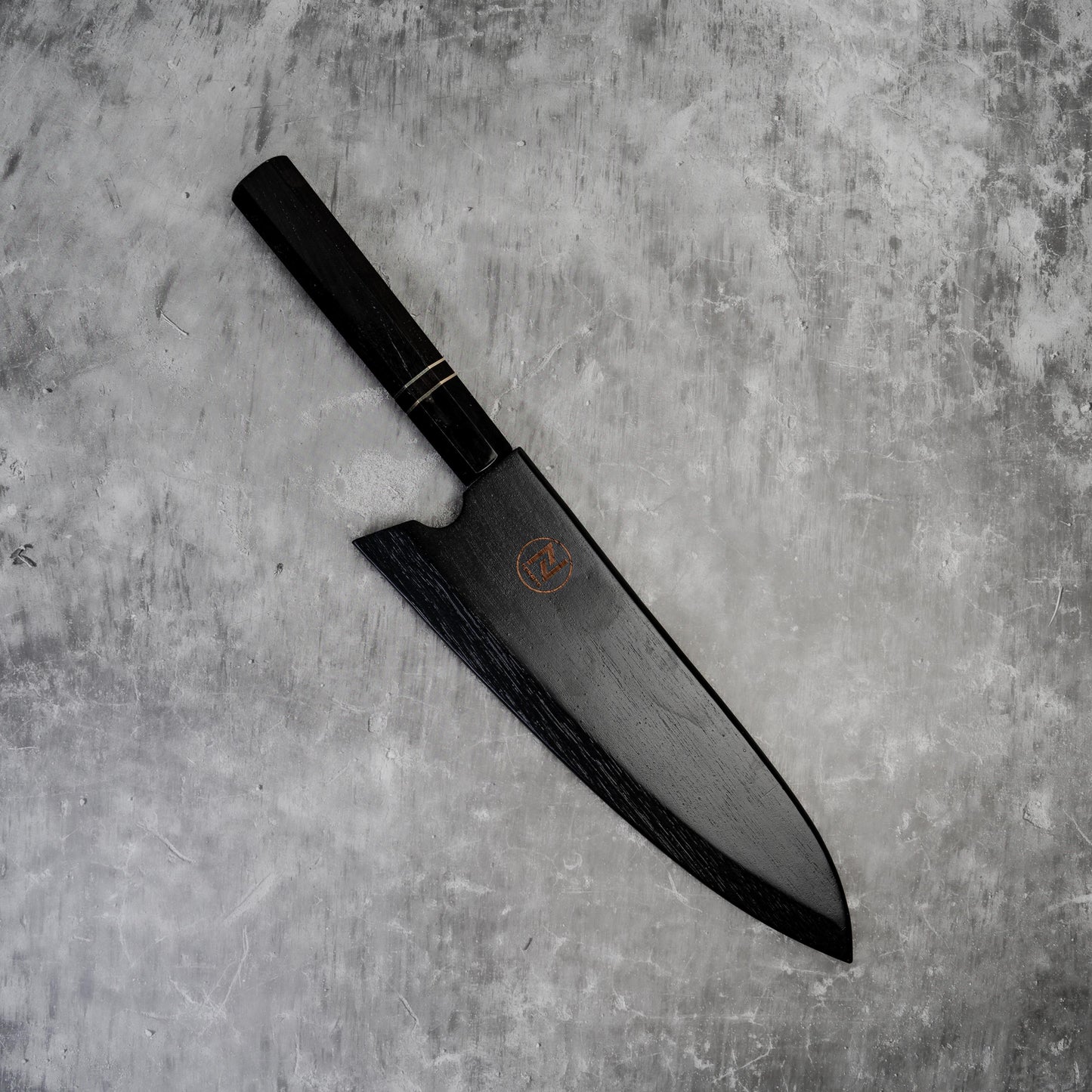 Couteau à lame fixe Noseto 110 couches en acier Damas Super Steel Gyuto, manche octogonal en bois d'ébène et pierre noire