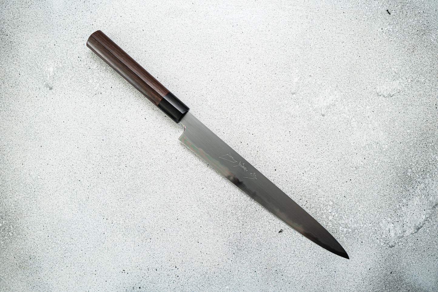 Couteau japonais Jikko White Steel n° 2 Sujihiki, manche Shitan, 240 mm