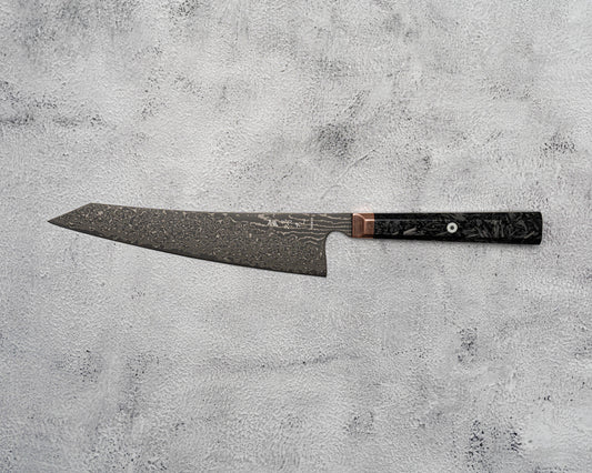 Noseto Masu 210mm Kiritsuke 67 Layers Aus-10 Damascus with Copper Bolster + Carbon Fiber