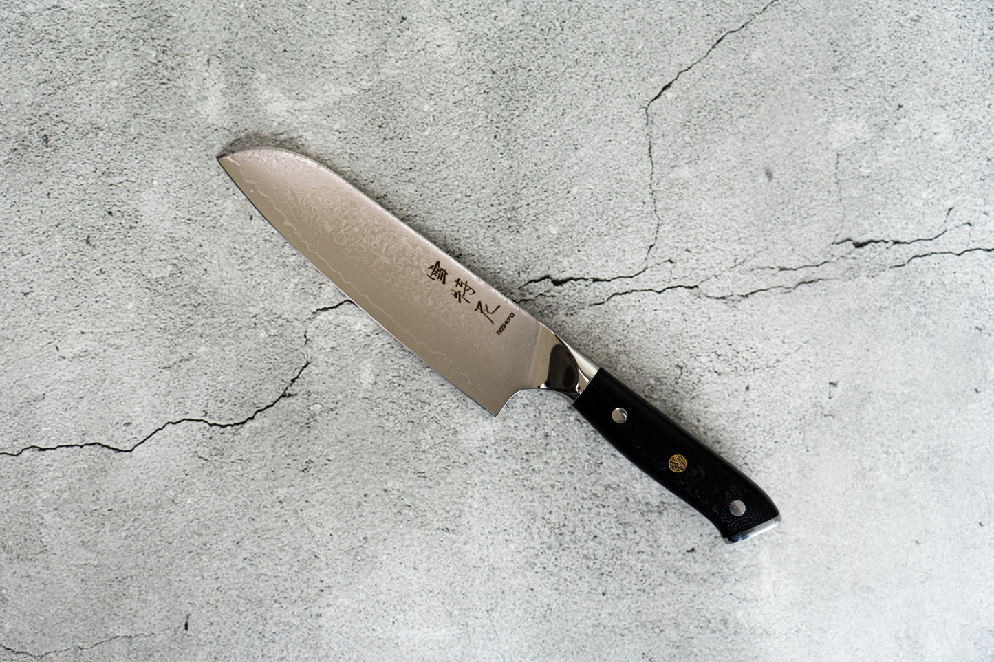 Couteau Santoku G10 180 mm, manche occidental, noyau en acier Damas VG-10, 67 couches