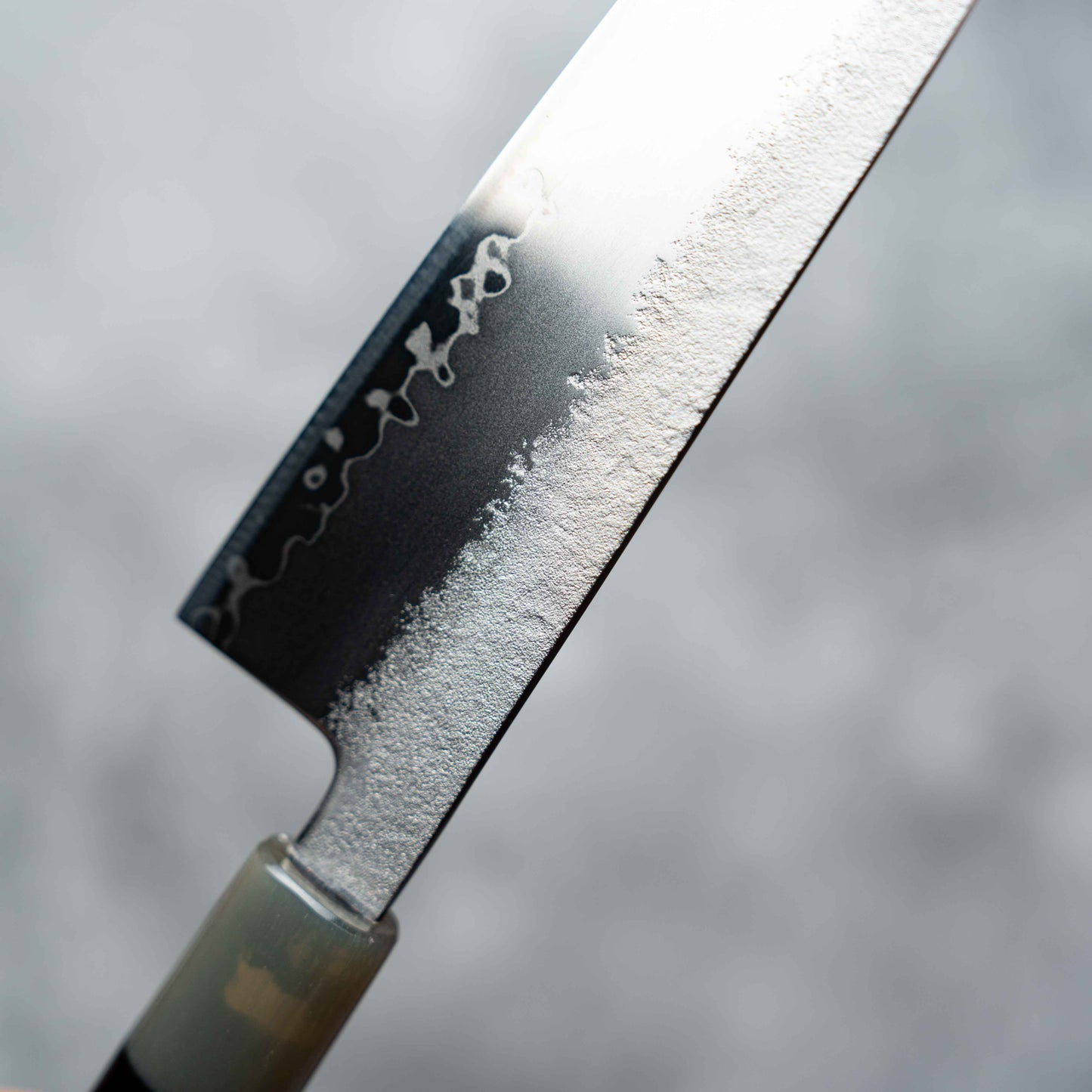 Noseto Ginro Gyuto 210mm Silvery Forging USA S35Vn Powder Steel with Buffalo Horn & Ebony handle