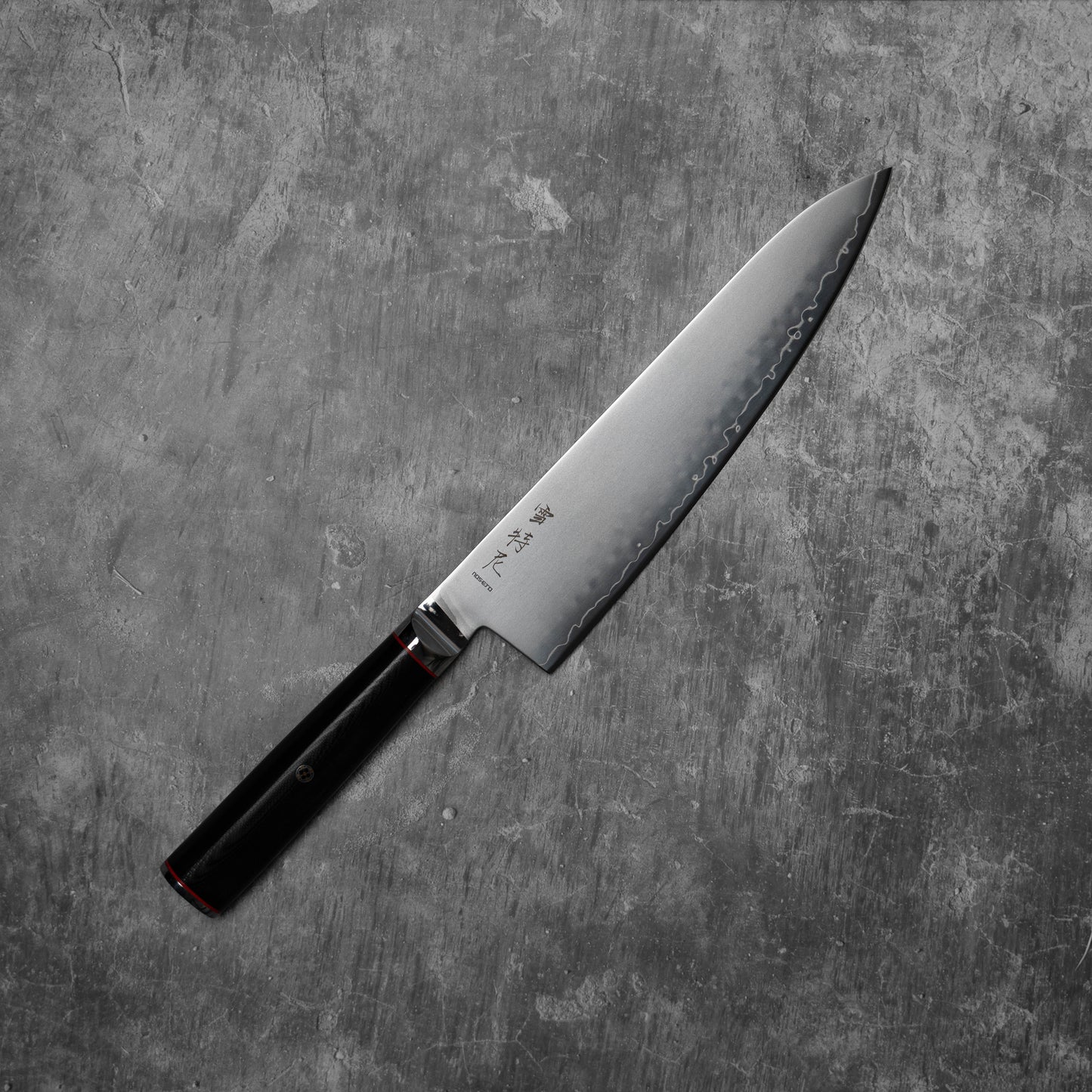 Noseto Sumi 210 mm Gyuto 3 couches d'acier composite VG-10, noyau en acier, manche en fibre de verre G-10
