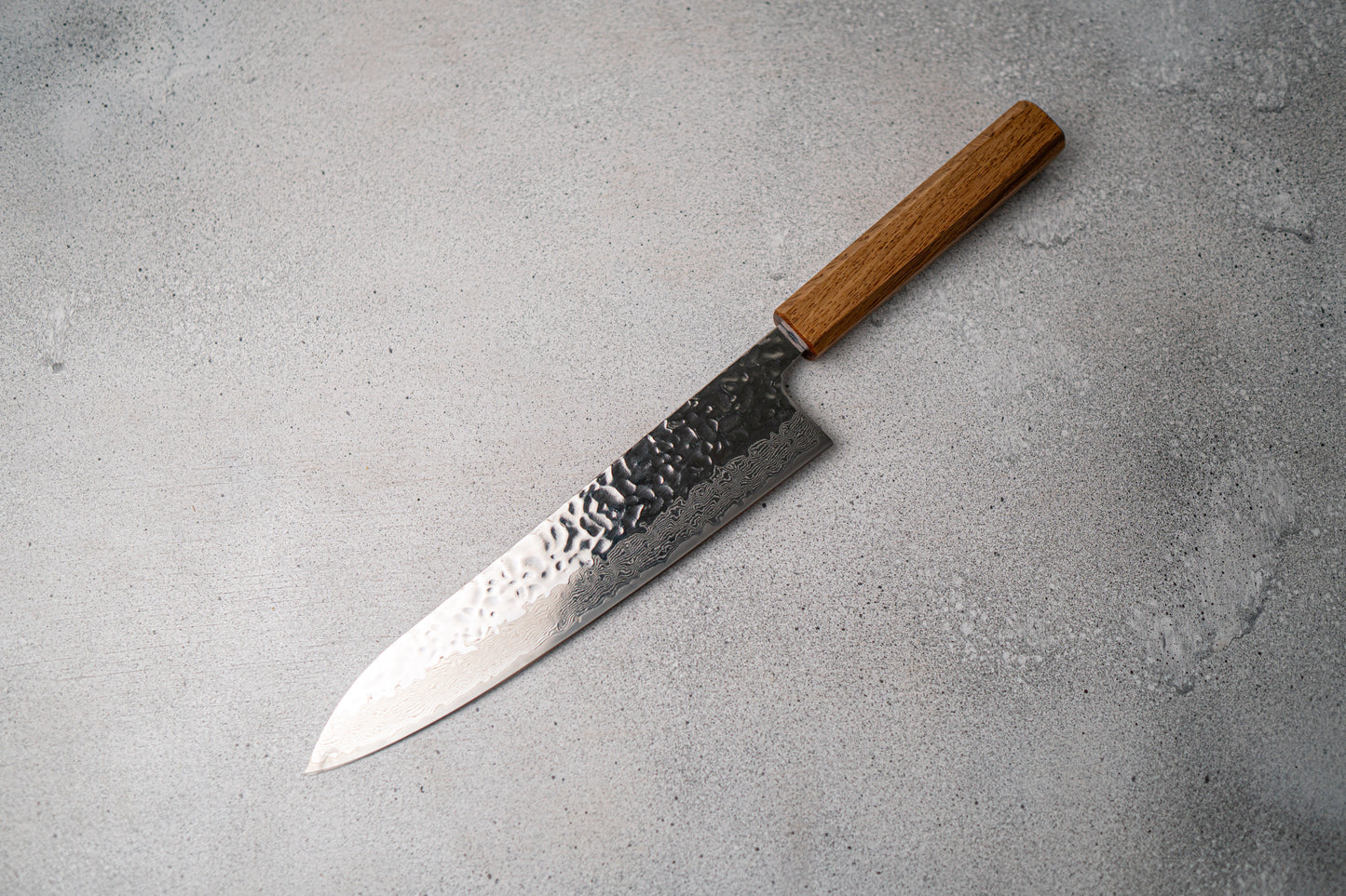 Seisuke Tsukikage AUS10 Migaki Finished Hammered Damascus Gyuto Japanese Knife 240mm Oak Handle