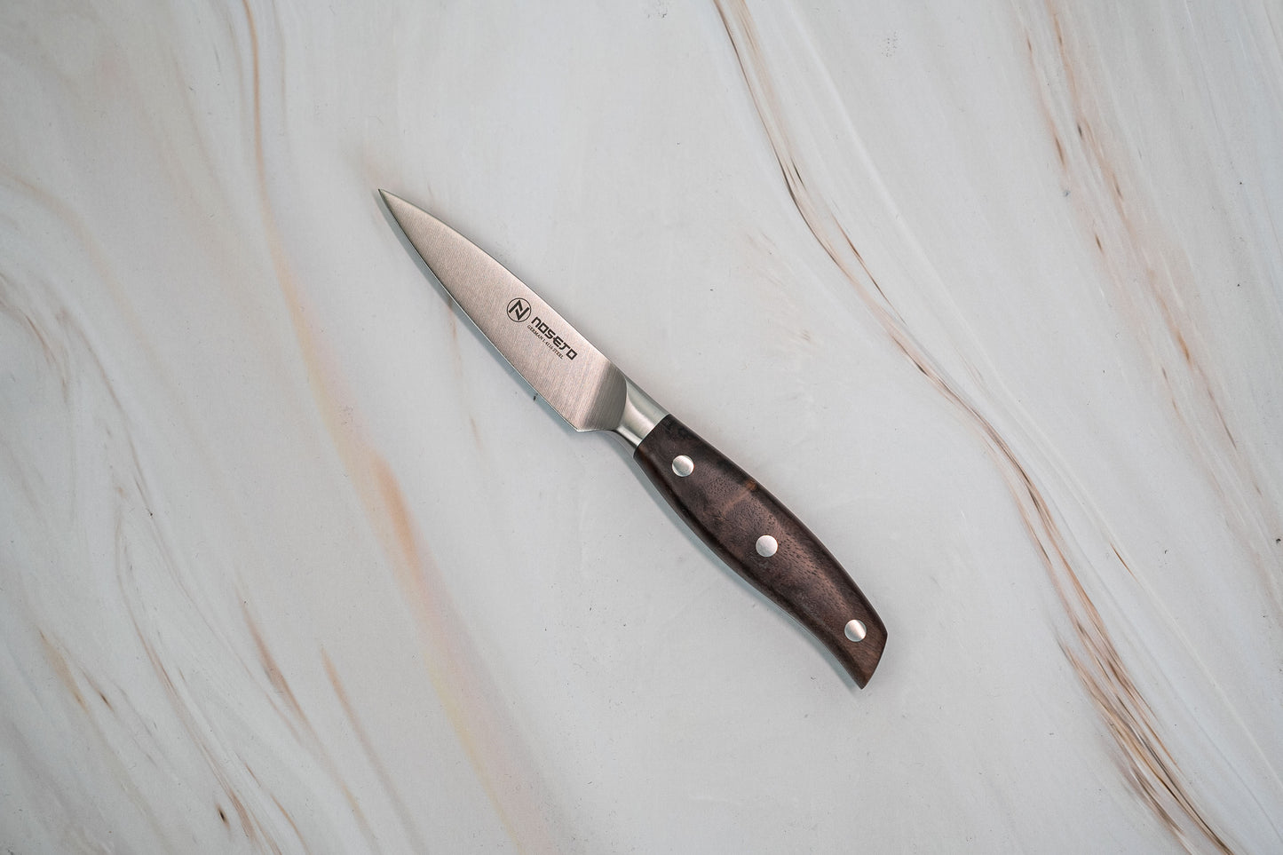 Couteau d'office allemand NOSETO 90 mm en acier inoxydable de haute qualité avec manche en bois de santal rouge