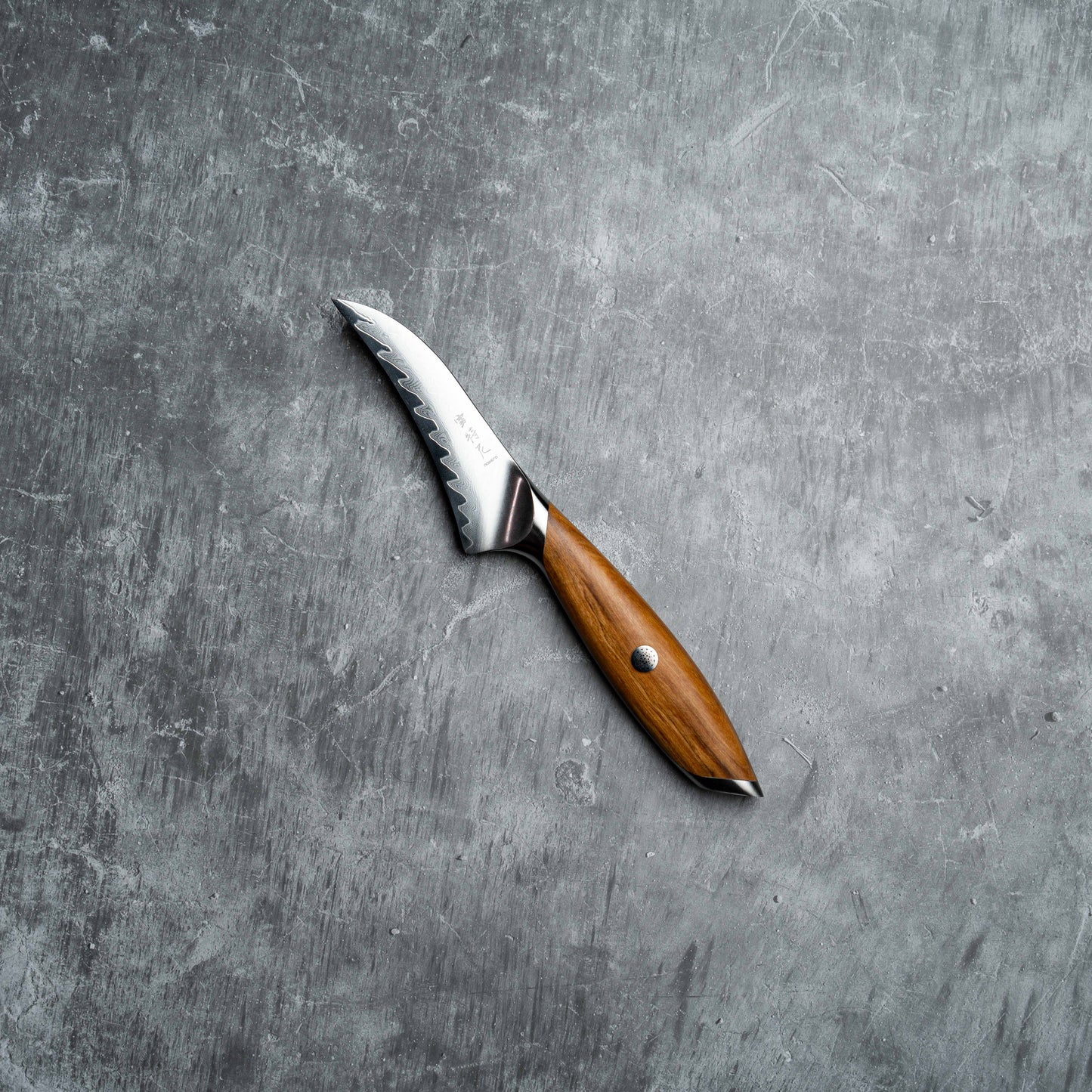 Noseto Batsu Paring/Peeling 100mm 73 layers Damascus Powder Steel with Olive Wood Handle