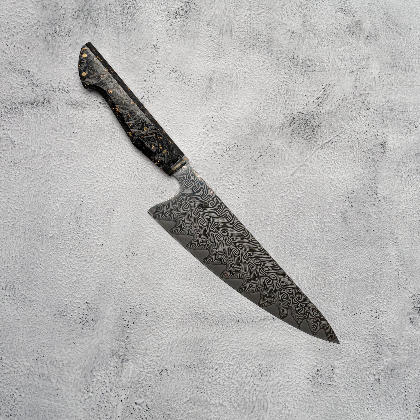 Couteau de chasse Noseto Mare Gyuto 210 mm 67 couches Au-10 Damas, manche en résine et fibre de carbone