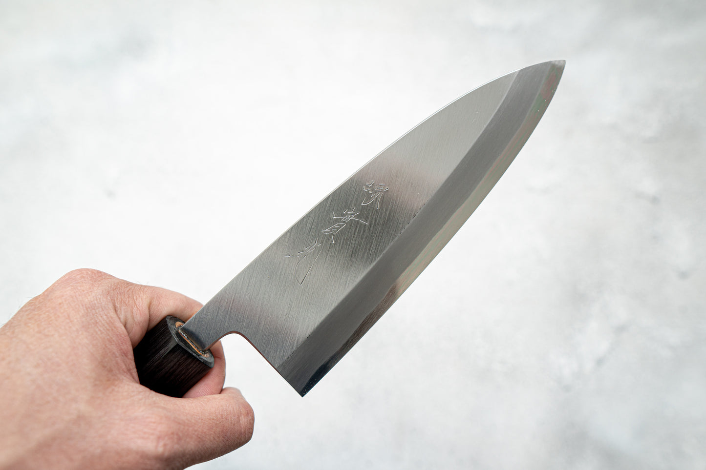 Couteau japonais Jikko White Steel n° 2 Deba, manche Shitan, 165 mm