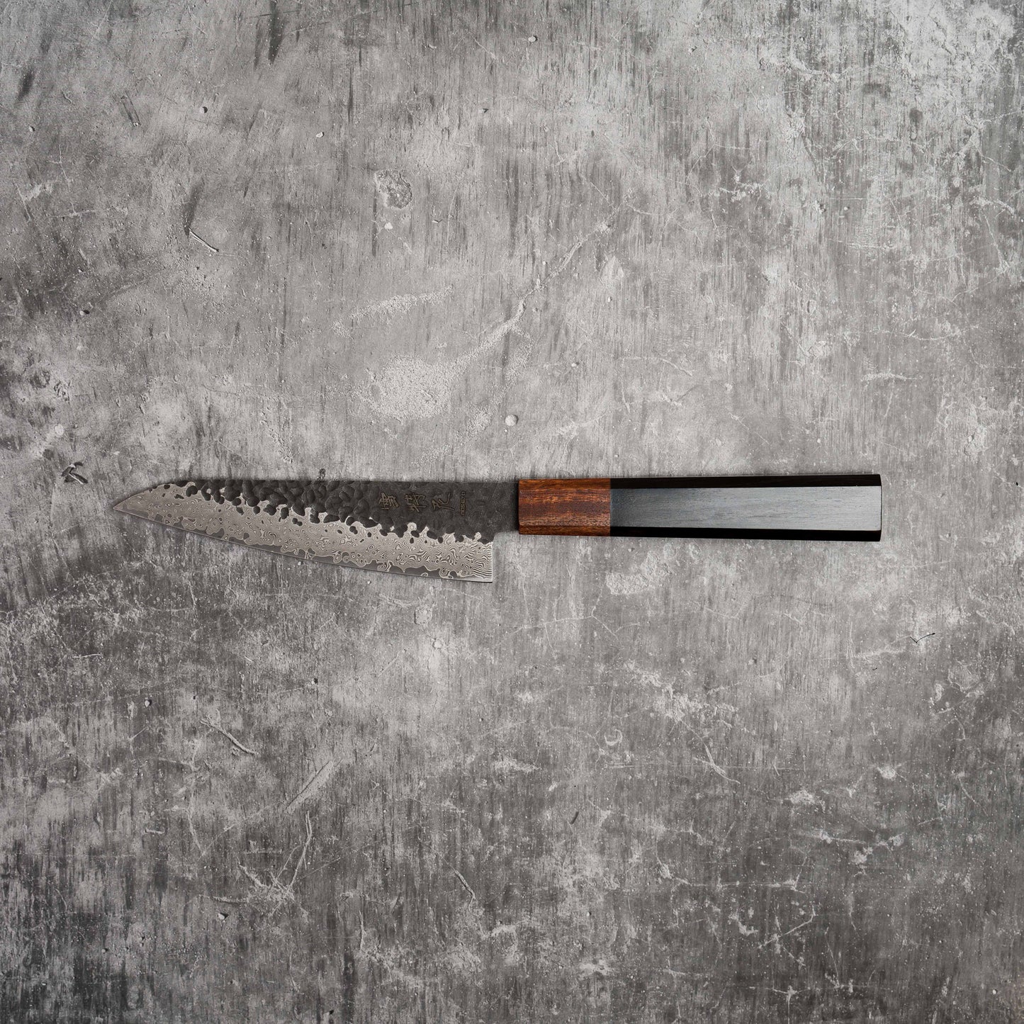 Noseto Kuki Petty 150 mm 67 couches Damas Finition Tsuchime Bois Pakka Noir