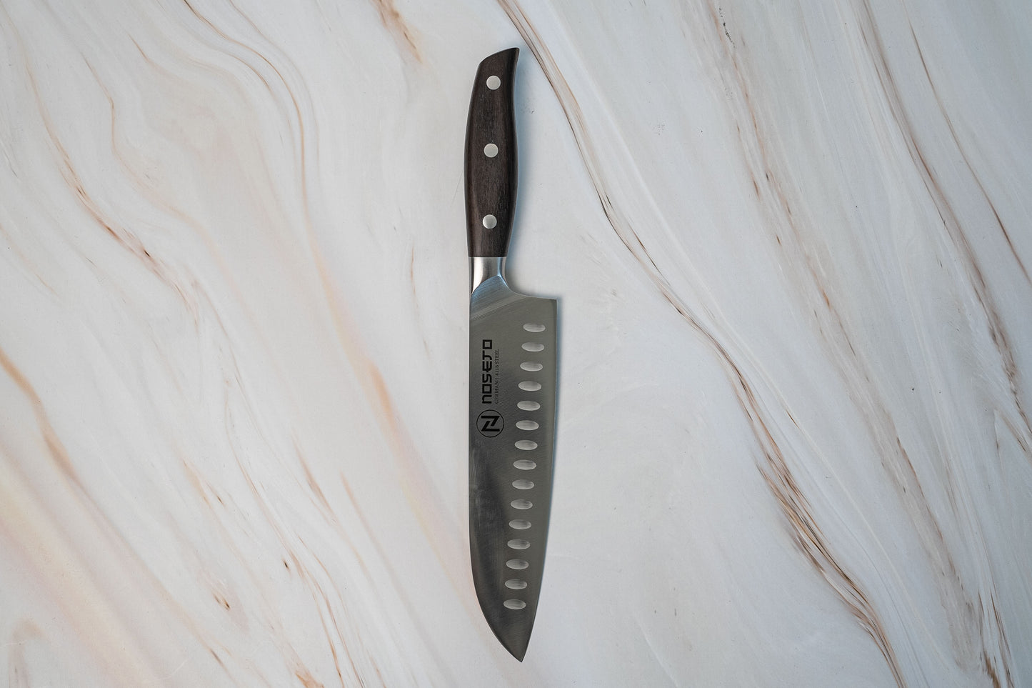 NOSETO German Santoku 185mm Stainless Steel High Quality Red Sandal Wood Handle
