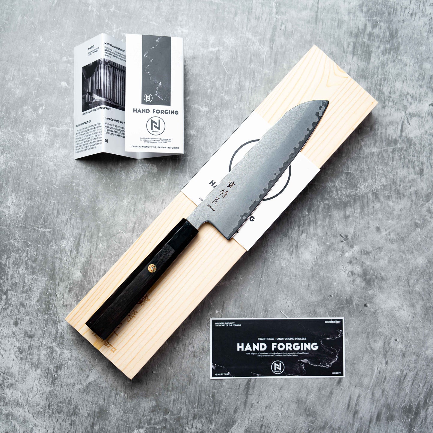 Noseto HAP-40 Santoku 180mm 3 Layers composite steel with Ebony Handle