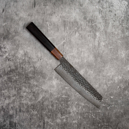 Noseto Kuki Bunka 190mm 67 layers Damascus Tsuchime Finish Black Pakka Wood
