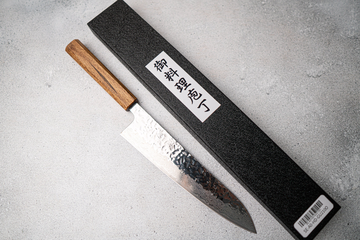 Seisuke Tsukikage AUS10 Migaki Finished Hammered Damascus Gyuto Japanese Knife 240mm Oak Handle