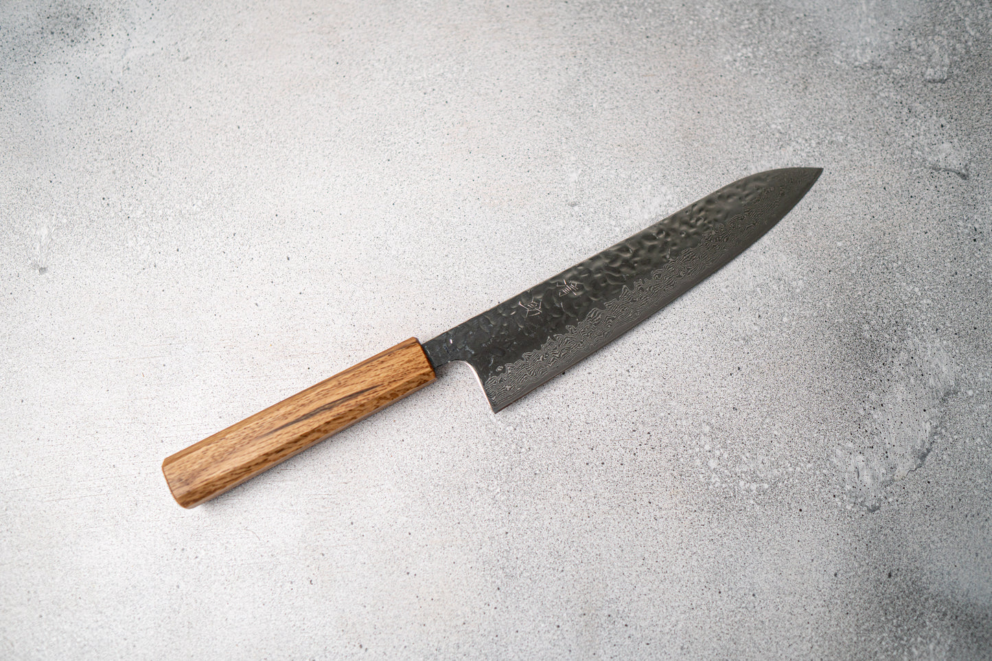 Seisuke Tsukikage AUS10 Migaki Finished Hammered Damascus Gyuto Japanese Knife 240mm Oak Handle